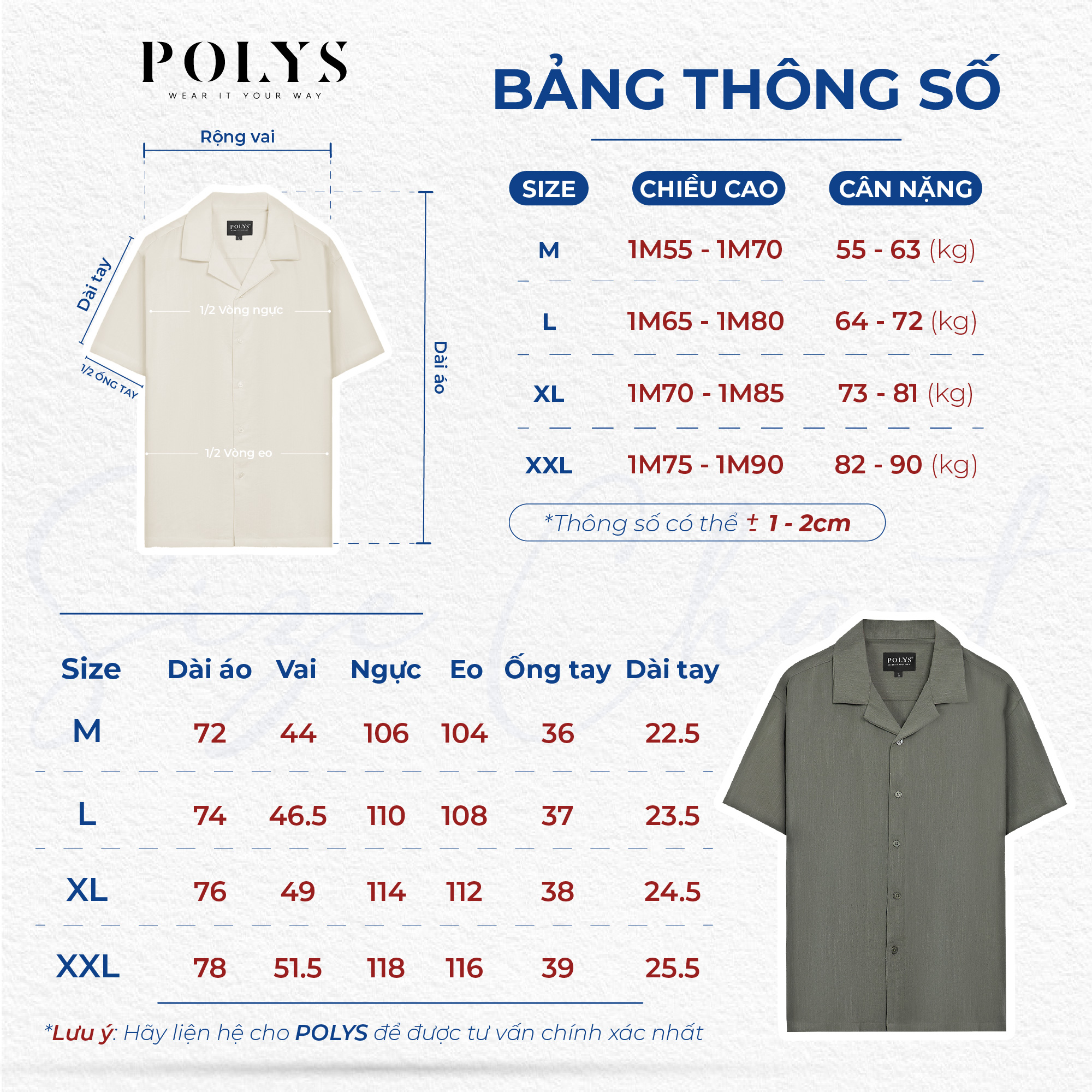 Mô tả Áo Sơ Mi Đũi Nam POLYS Tay Ngắn Cổ Vest 4 Màu, Vải Đũi Co Giãn Thấm Hút Tốt SƠ MI ĐŨI NGẮN TAY - 5