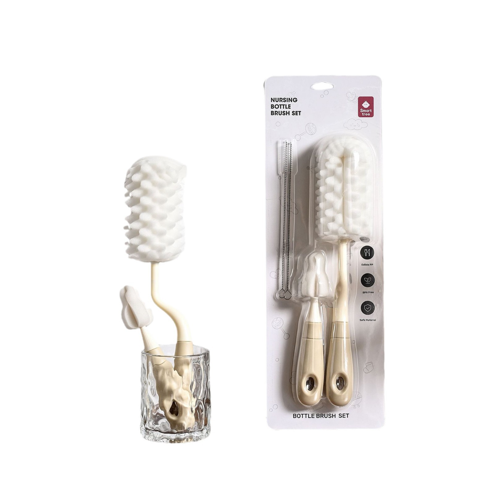 Mô tả Cọ bình sữa núm ti Silicon, mút cao cấp gồm 4 chi tiết có tay cầm xoay 360 độ dùng cho mọi loại bình - 3