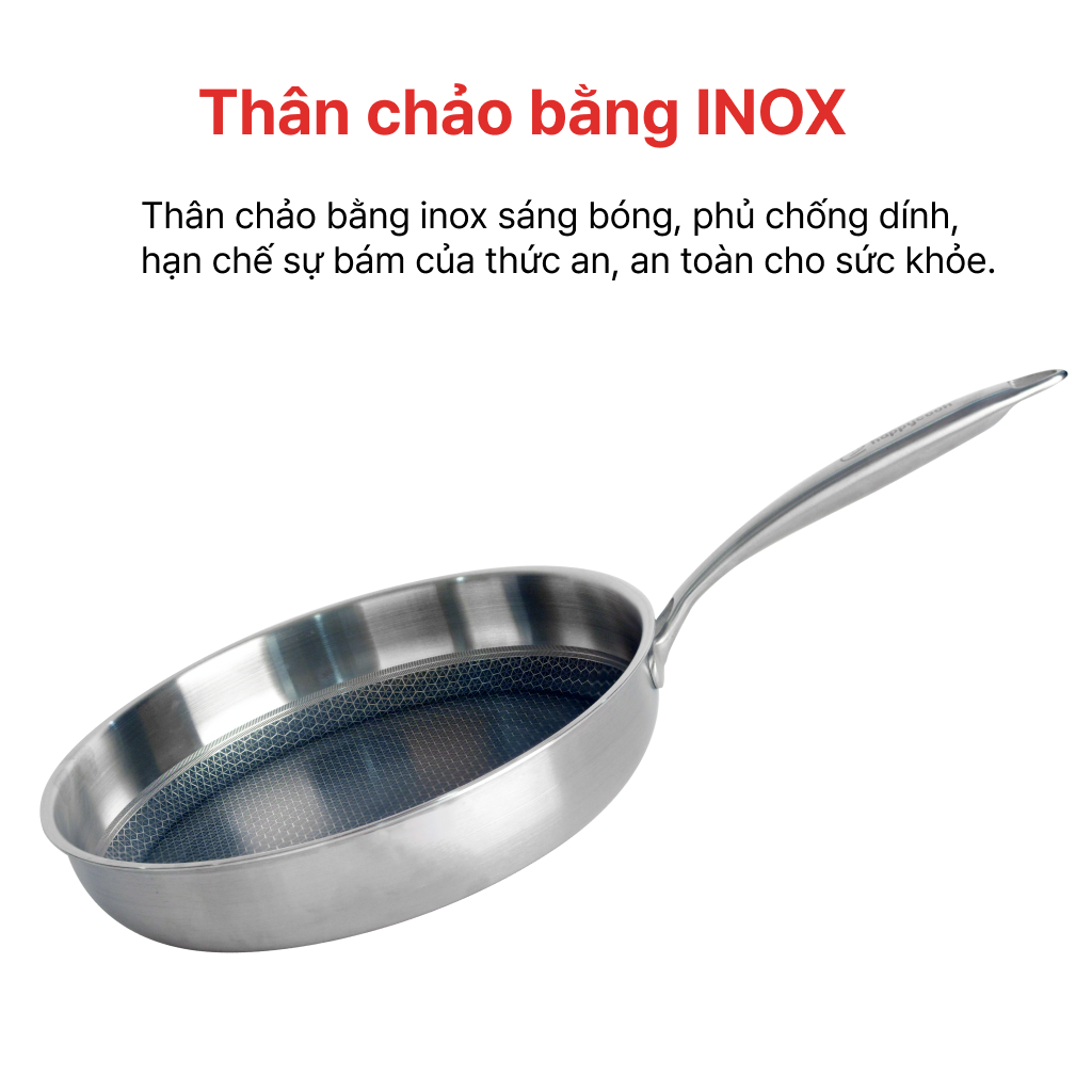 Mô tả Chảo Chống Dính Inox 3 lớp liền khối Tổ Ong 28cm HAPPYCOOK, BCF-28TP - 4