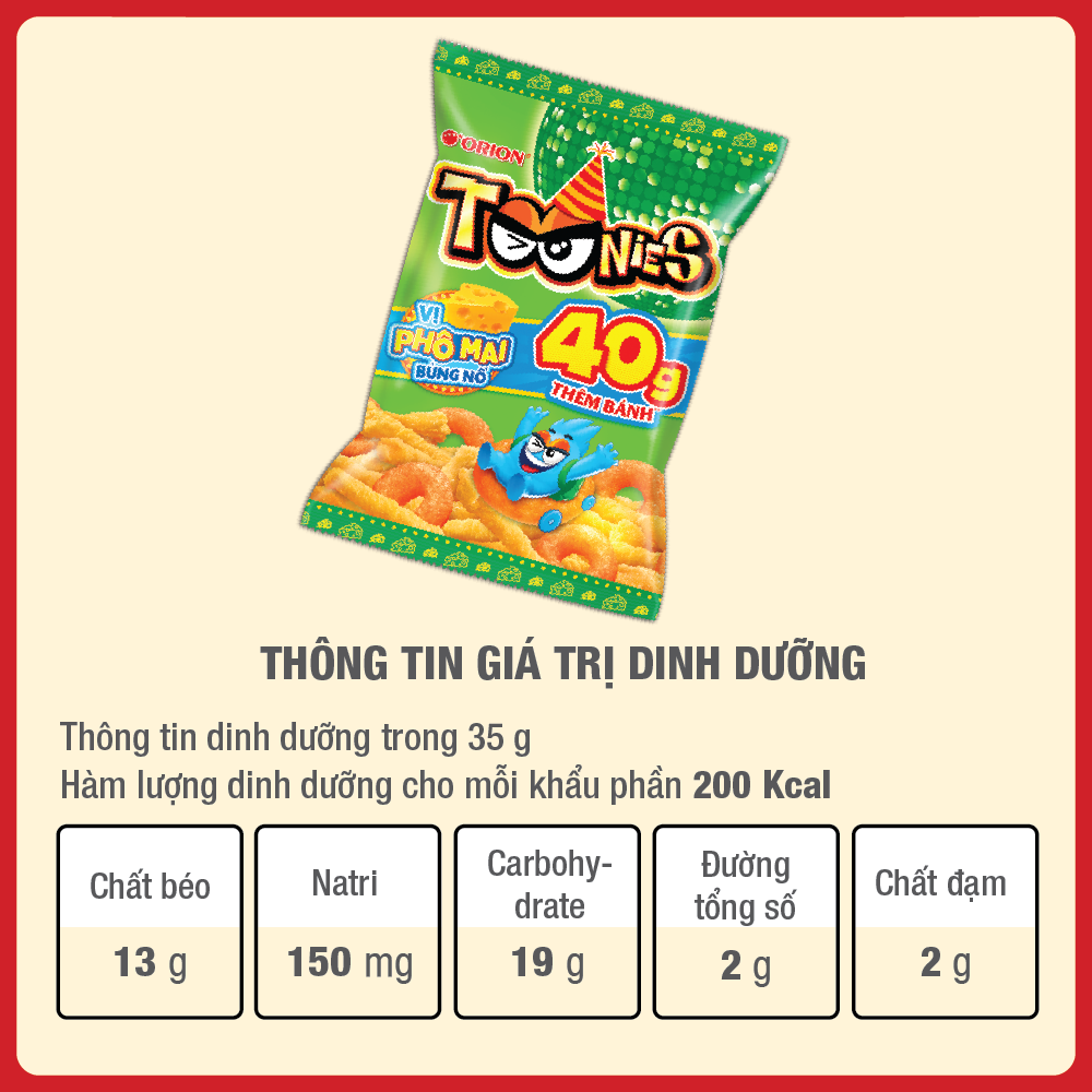 Mô tả Combo 5 Gói bánh Toonies vị phô mai bùng nổ 40g - 2