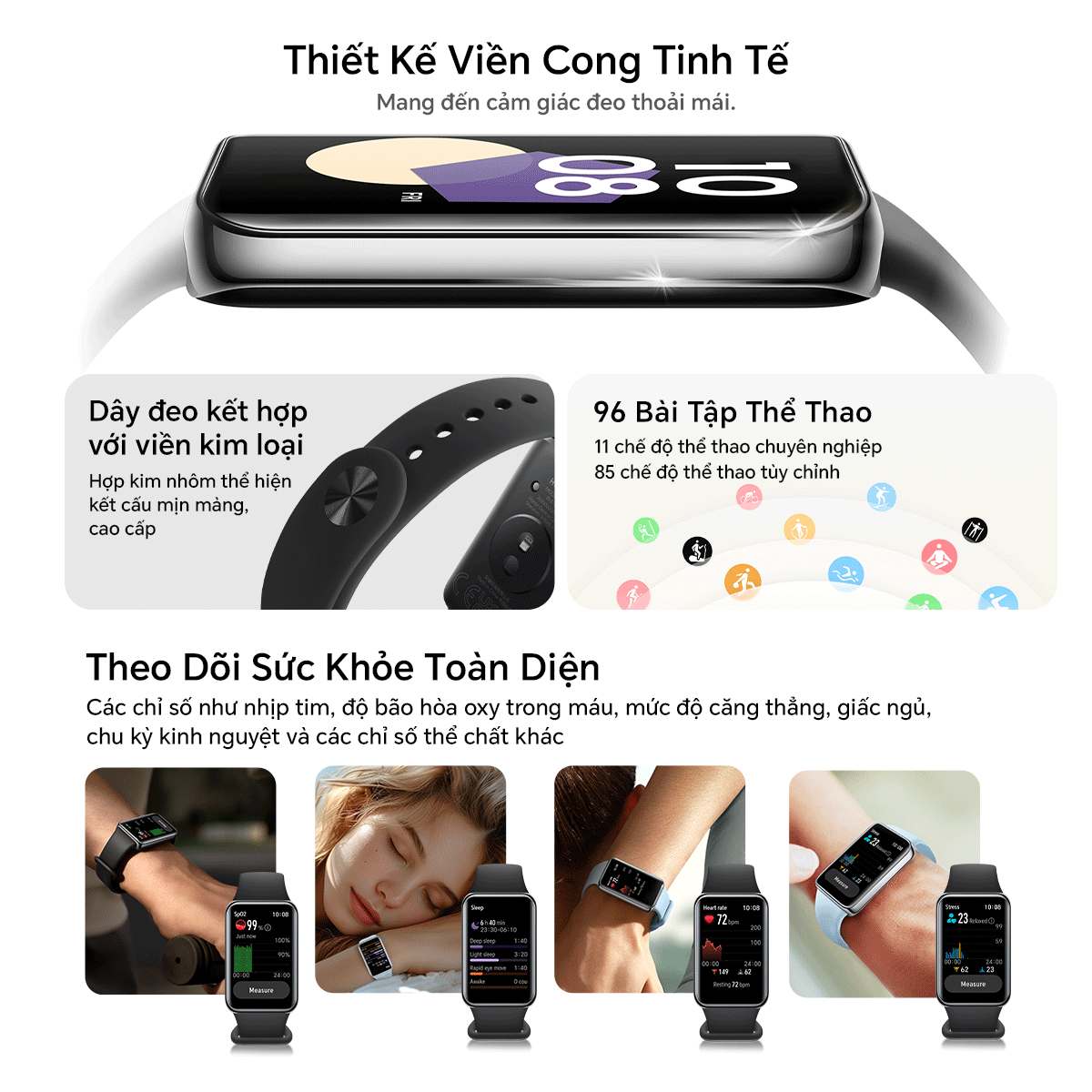 Mô tả Đồng hồ đeo tay thông minh HONOR Band 9 Pin 14 ngày Kháng nước 5ATM 96 chế độ thể thao| BH 12 Tháng - 3