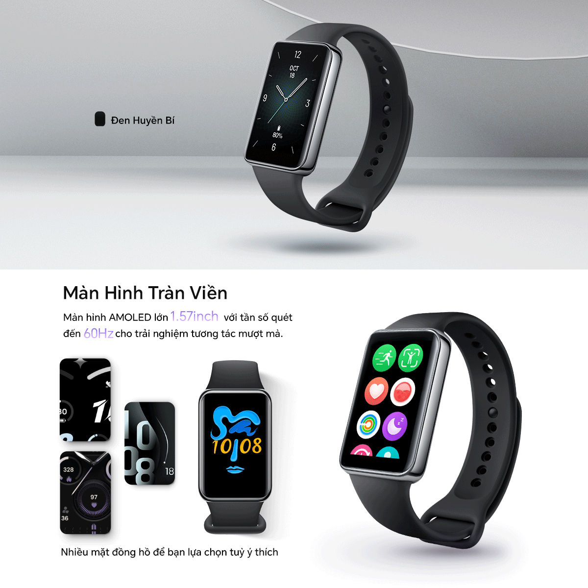 Mô tả Đồng hồ đeo tay thông minh HONOR Band 9 Pin 14 ngày Kháng nước 5ATM 96 chế độ thể thao| BH 12 Tháng - 2