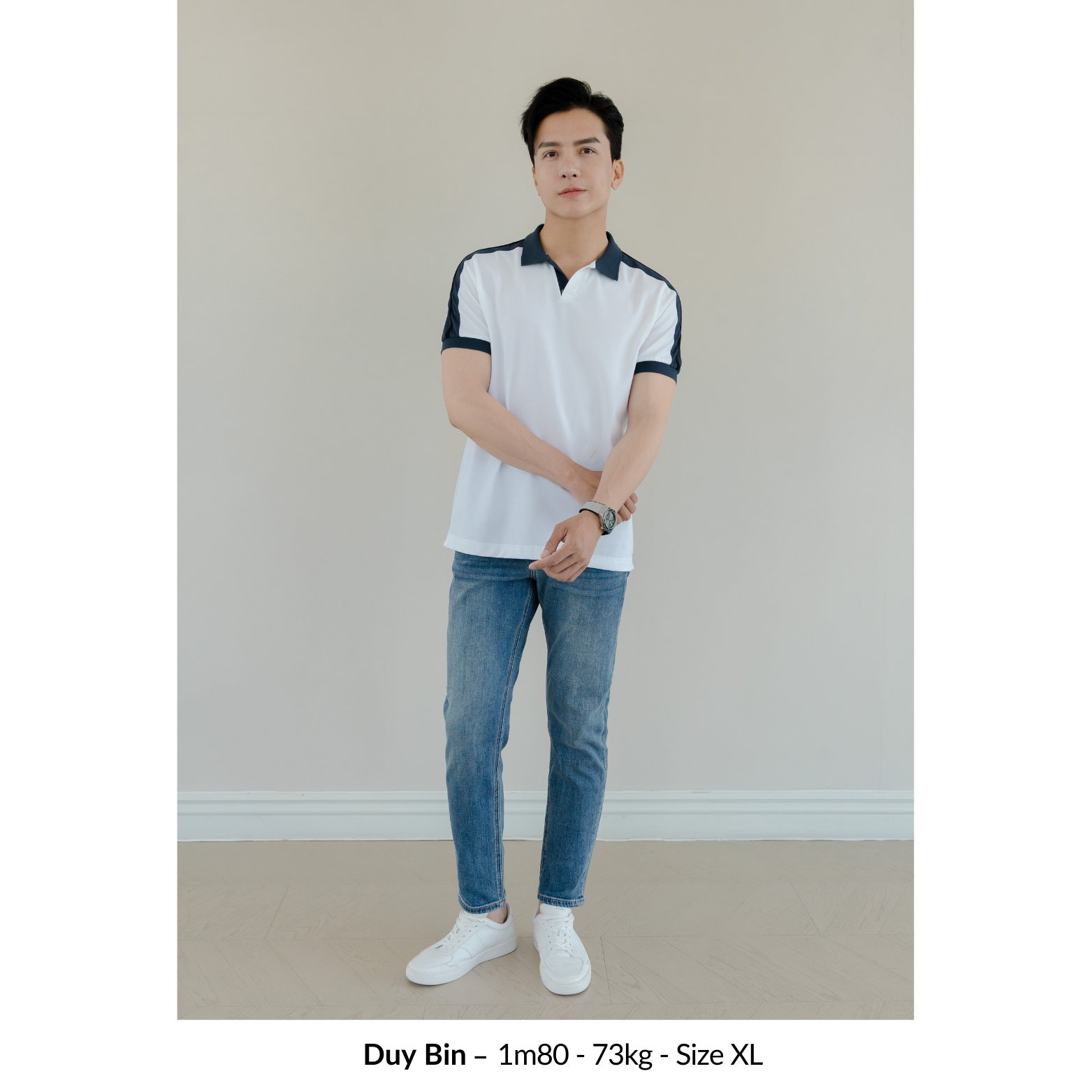 Mô tả Áo Polo nam V-NECK LEEVUS phối bo, vải CVC cá sấu, form regular APL318 - 3
