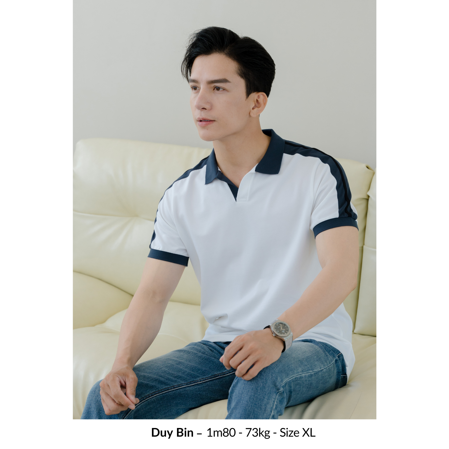 Mô tả Áo Polo nam V-NECK LEEVUS phối bo, vải CVC cá sấu, form regular APL318 - 4