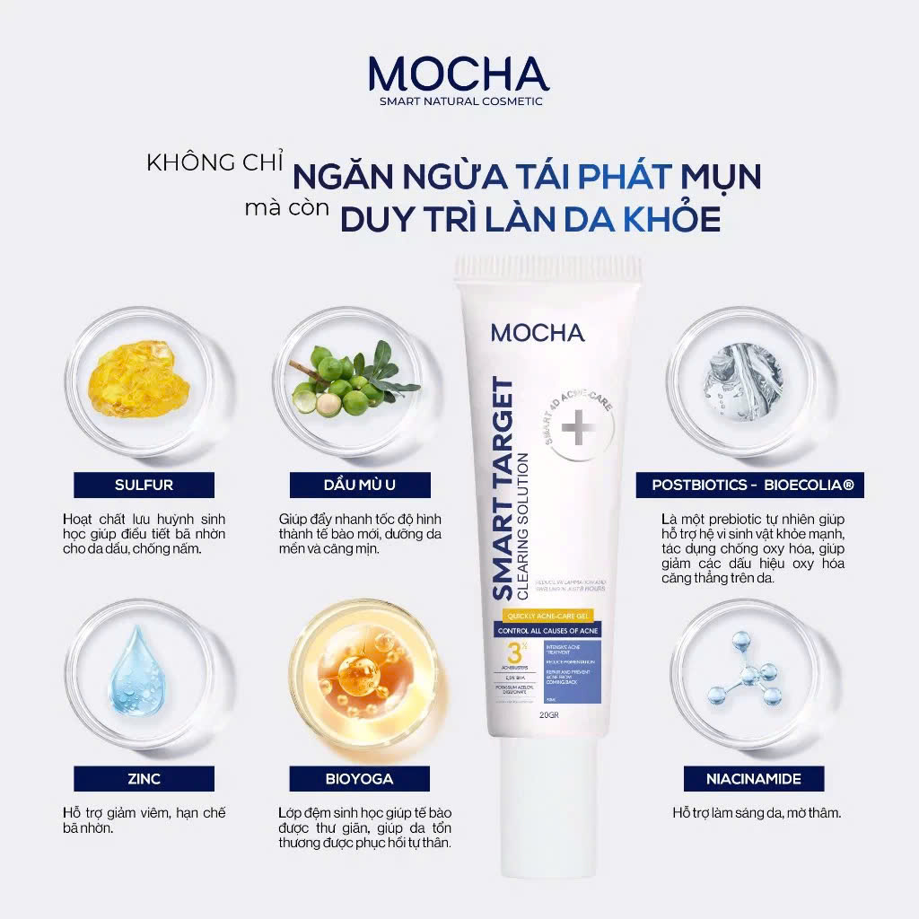 Mô tả Kem Dưỡng Giảm Mụn Sau 8H MOCHA Smart Target Clearing Solution, Giảm Sưng Viêm, Hạn Chế Thâm Sẹo - 2