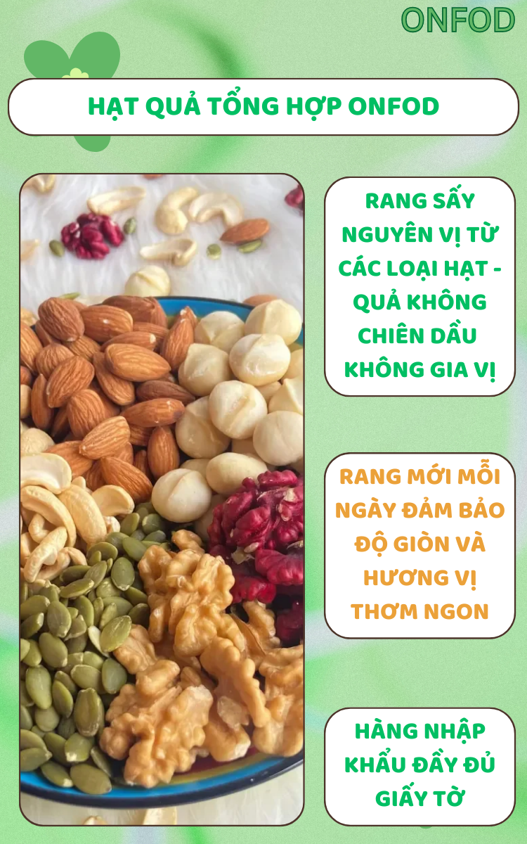 Mô tả Các loại hạt dinh dưỡng sấy chín ONFOD hạt điều rang muối óc chó hạnh nhân macca yến mạch hạt bí hạt thông - 2