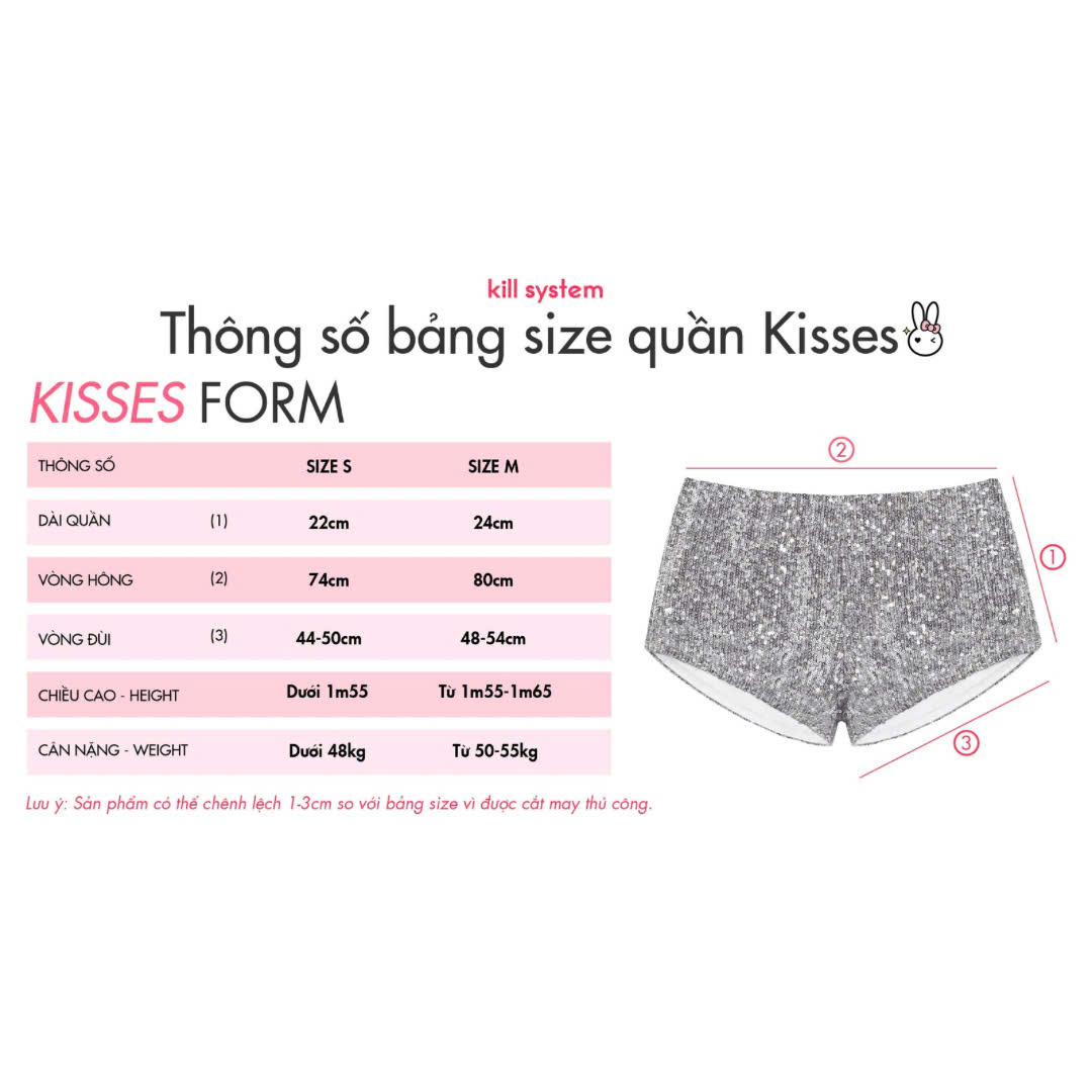 Mô tả Quần short kim sa cạp thấp tôn dáng Kisses - Kill System - 3