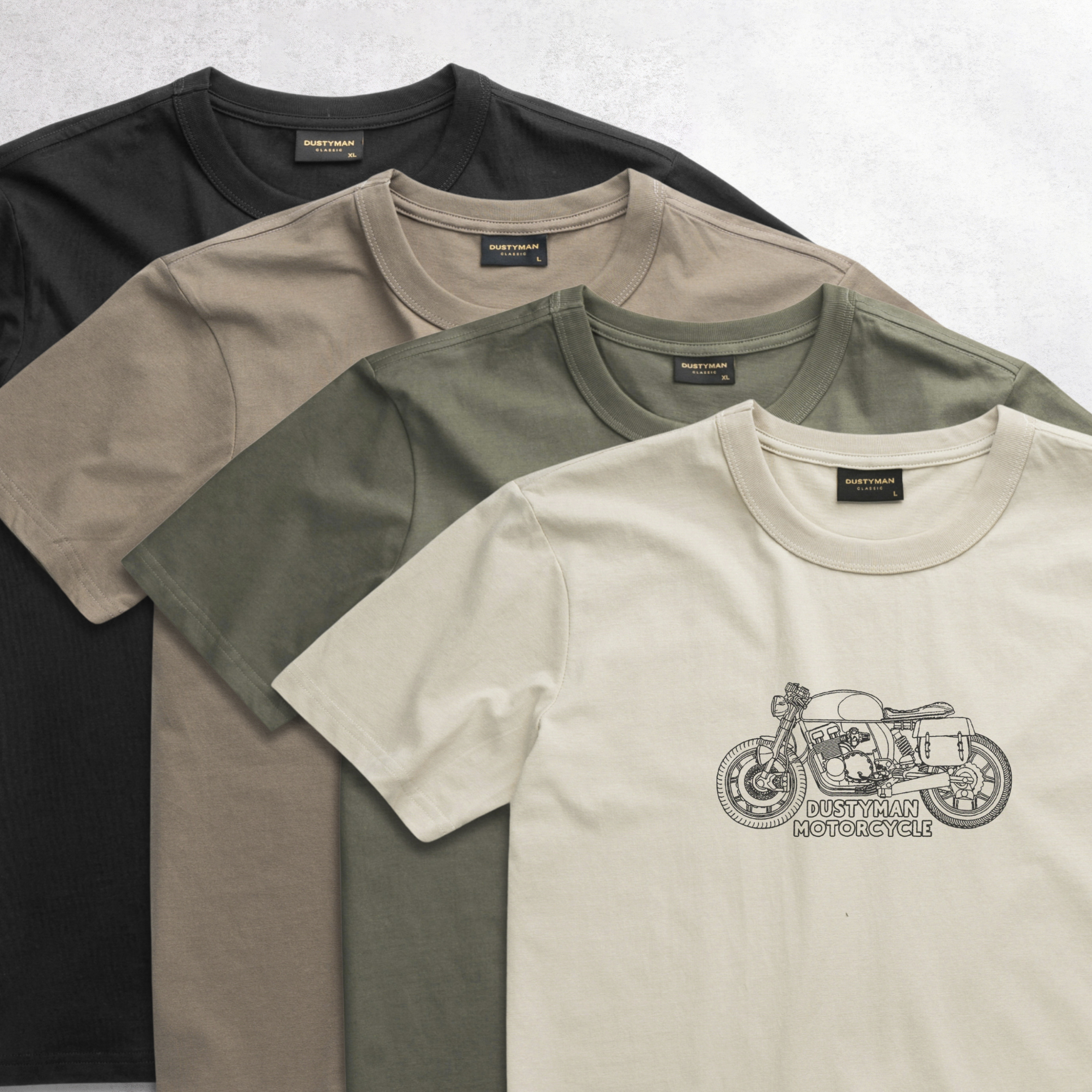 Mô tả Áo Thun Nam Motorcycle Dustyman, Vải 100% Cotton Cao Cấp,Hình In Cổ Điển,Form Regular Fit - 1