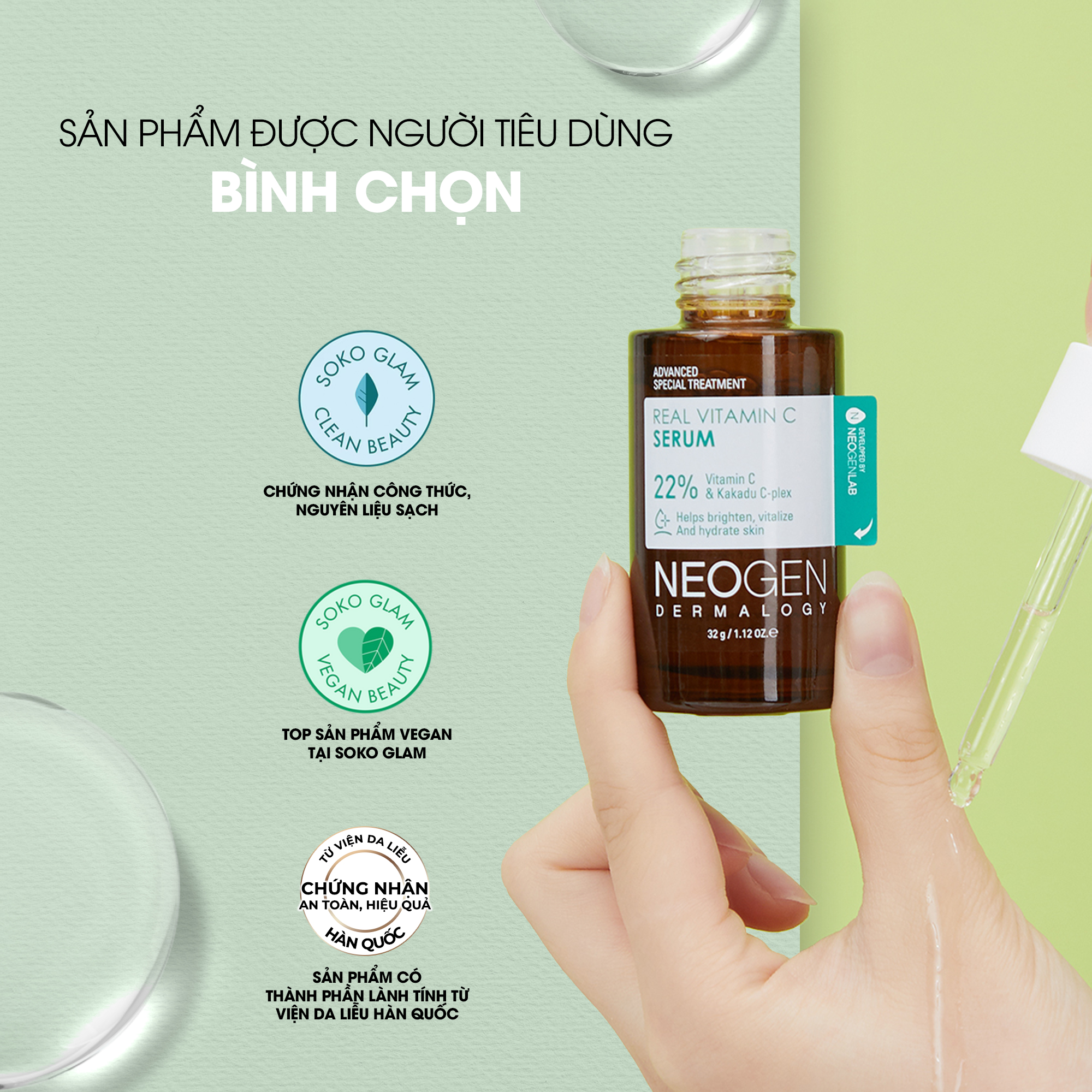 Mô tả Bộ Đôi Toner Giảm Mụn và Serum Dưỡng Sáng 22% Vitamin C Kakadu + 5% Treatment Acid Neogen Dermalogy - 3