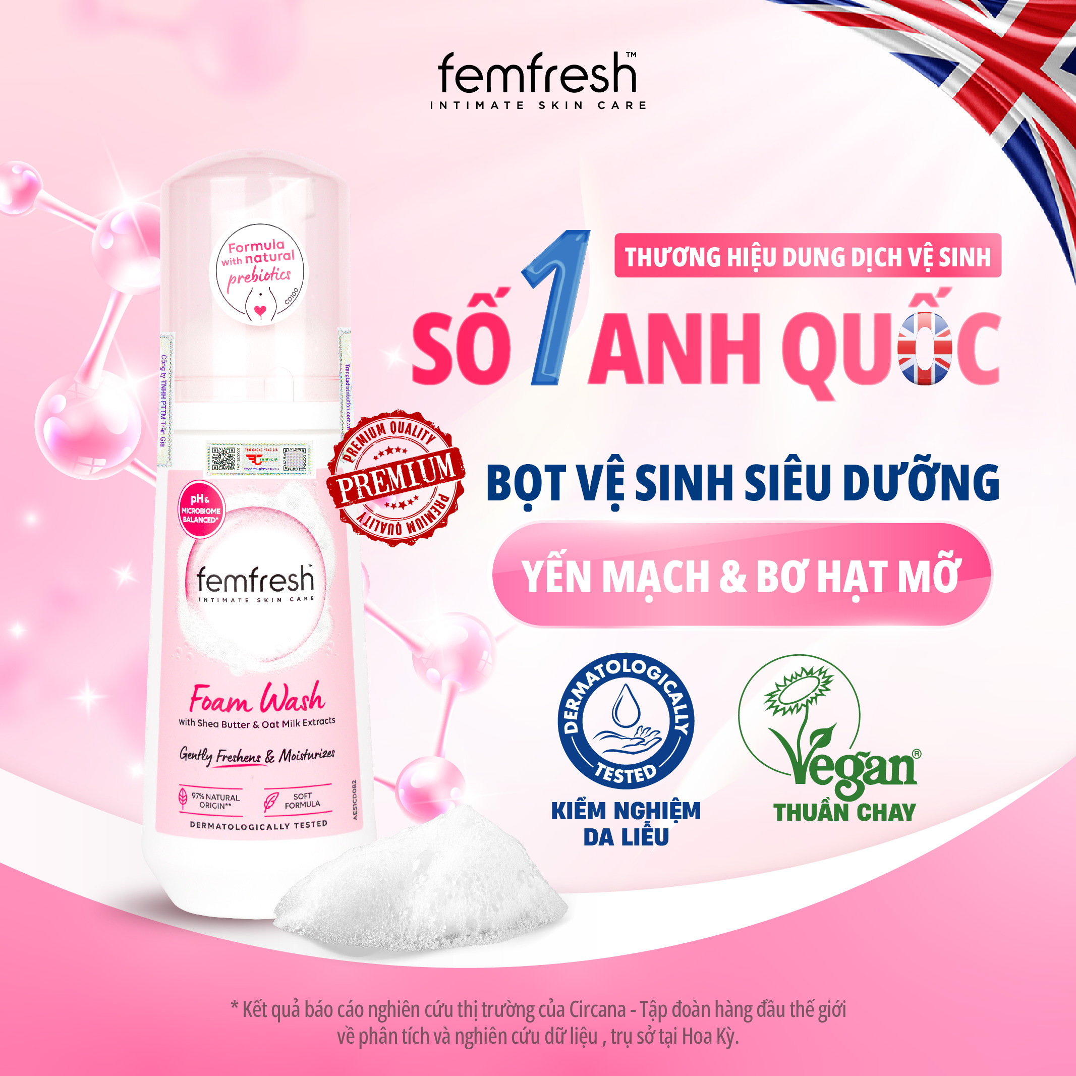 Mô tả Bọt vệ sinh phụ nữ cao cấp Femfresh - Giúp Dưỡng Ẩm, chống viêm, ngăn ngừa nấm ngứa, nuôi dưỡng bảo vệ vùng kín - 150ml - 1