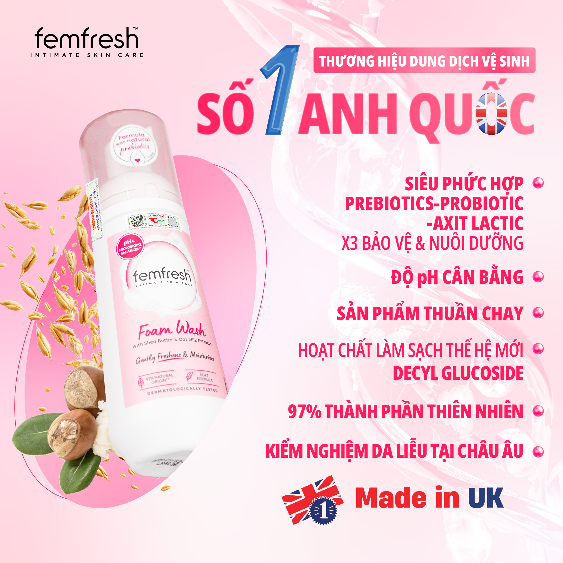 Mô tả Bọt vệ sinh phụ nữ cao cấp Femfresh - Giúp Dưỡng Ẩm, chống viêm, ngăn ngừa nấm ngứa, nuôi dưỡng bảo vệ vùng kín - 150ml - 11