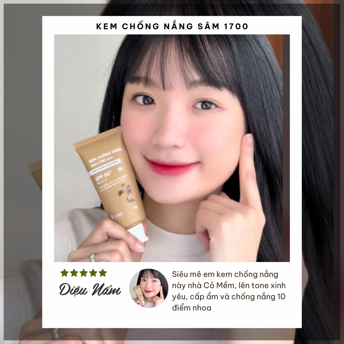 Mô tả Kem Chống Nắng Sâm 1700 SPF50 PA++++ Phổ Rộng Ngừa Lão Hoá Bảo Vệ Dưỡng Ẩm Da Cỏ Mềm 60g - 9