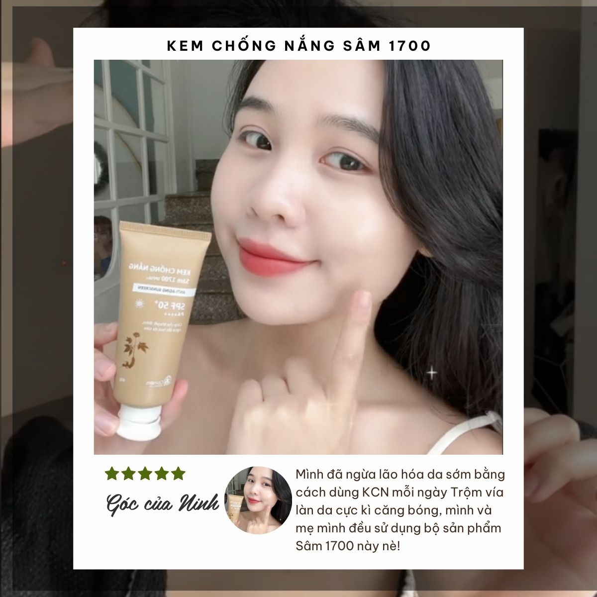 Mô tả Kem Chống Nắng Sâm 1700 SPF50 PA++++ Phổ Rộng Ngừa Lão Hoá Bảo Vệ Dưỡng Ẩm Da Cỏ Mềm 60g - 10