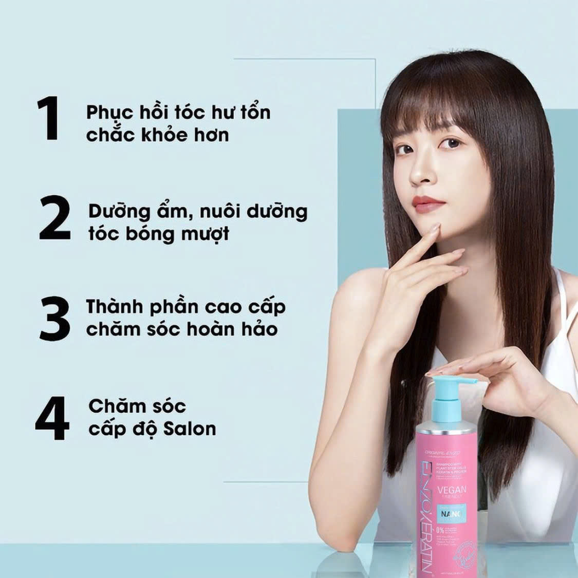 Mô tả Dầu gội dầu xả enzo biotin collagen chống rụng tóc,phục hồi tóc hư tổn, kích thích mọc tóc nuôi dưỡng tóc chắc khỏe - 2