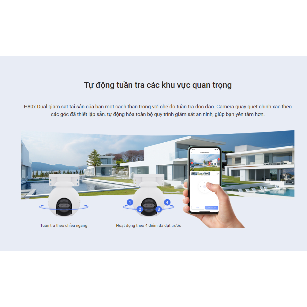 Mô tả Camera WIFI EZVIZ H80X DUAL 4K Ống Kính kép, Báo động còi hú & đèn chớp - 6