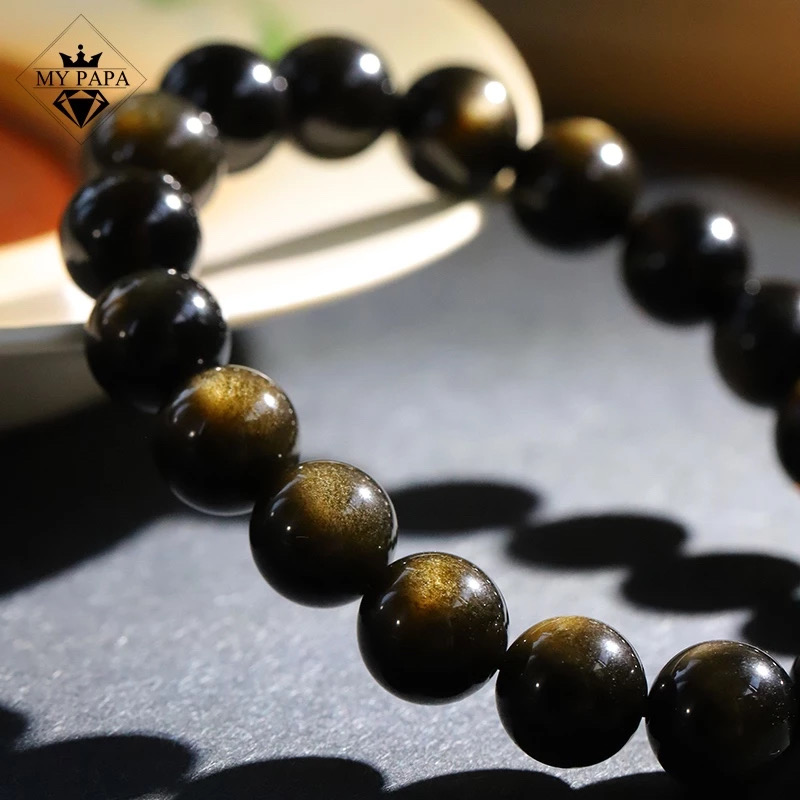 Mô tả Vòng Tay Đá Obsidian Mắt Mèo Đen MYPAPA-Dũng Cảm Lý Trí - 2