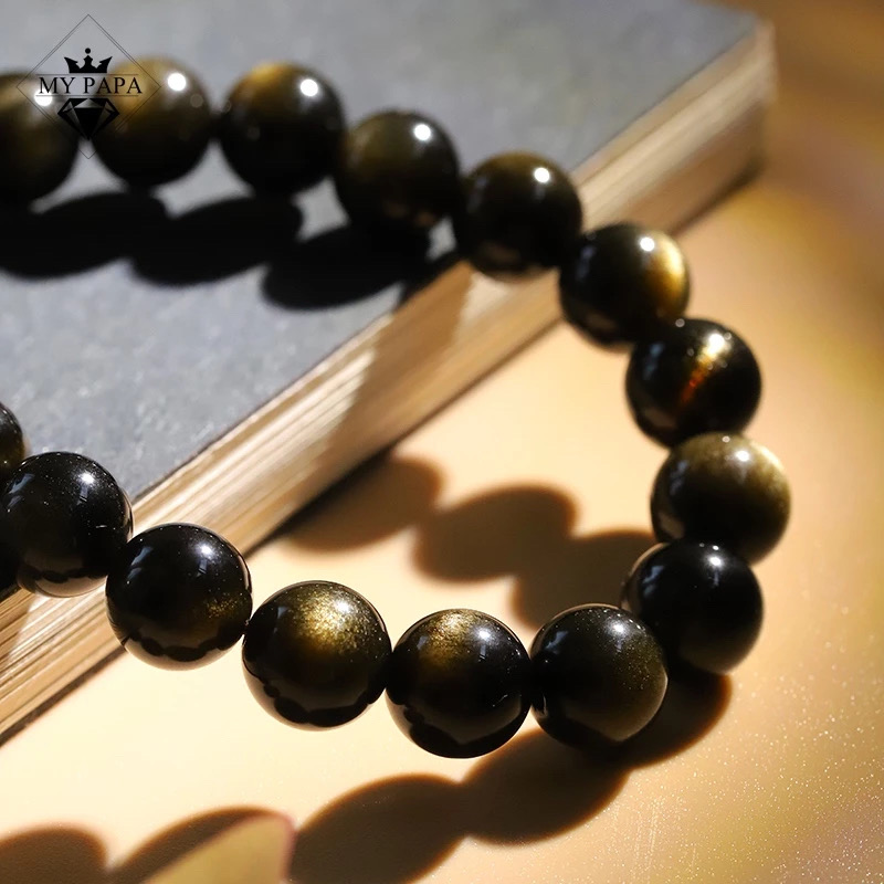Mô tả Vòng Tay Đá Obsidian Mắt Mèo Đen MYPAPA-Dũng Cảm Lý Trí - 4