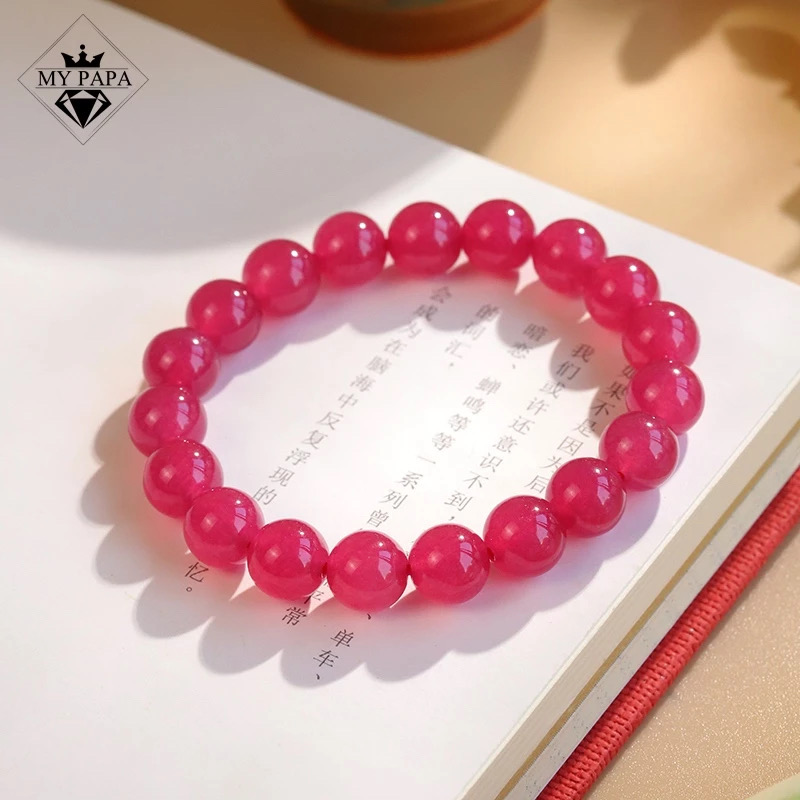 Mô tả Vòng Tay Đá Quartzite Đào Hoa Màu Thanh Long Đỏ MYPAPA - Viên Đá Tình Yêu - 1