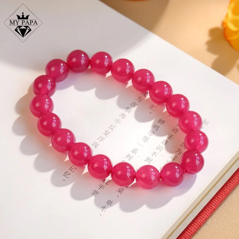 Mô tả Vòng Tay Đá Quartzite Đào Hoa Màu Thanh Long Đỏ MYPAPA - Viên Đá Tình Yêu - 3