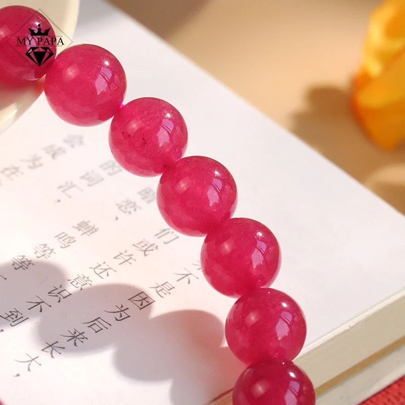 Mô tả Vòng Tay Đá Quartzite Đào Hoa Màu Thanh Long Đỏ MYPAPA - Viên Đá Tình Yêu - 7
