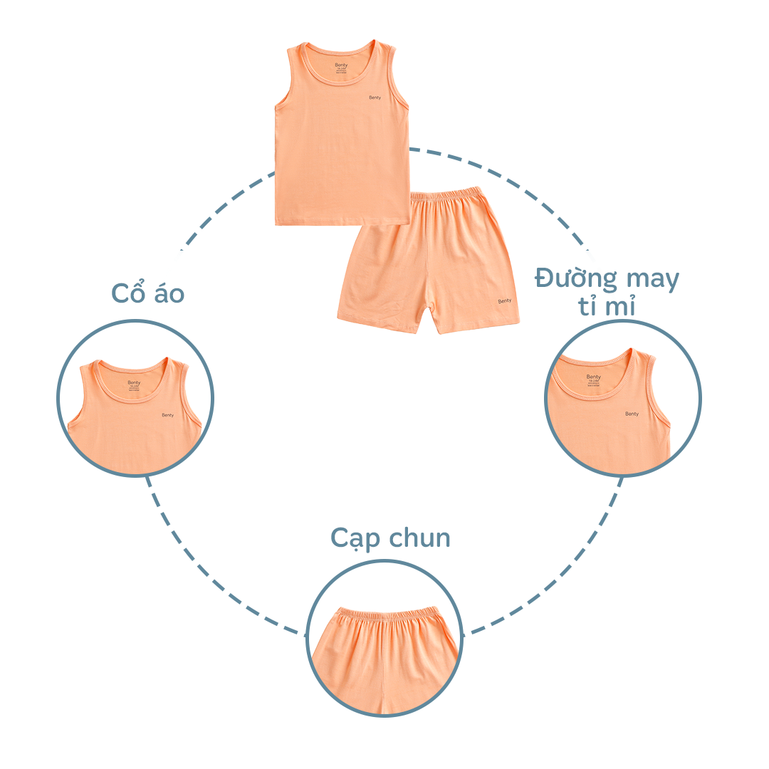 Mô tả Bộ ba lỗ BENTY trẻ em trơn basic dễ phối đồ,chất vải mềm mịn, mát mẻ cho bé từ 6 tháng đến 5 tuổi - 2