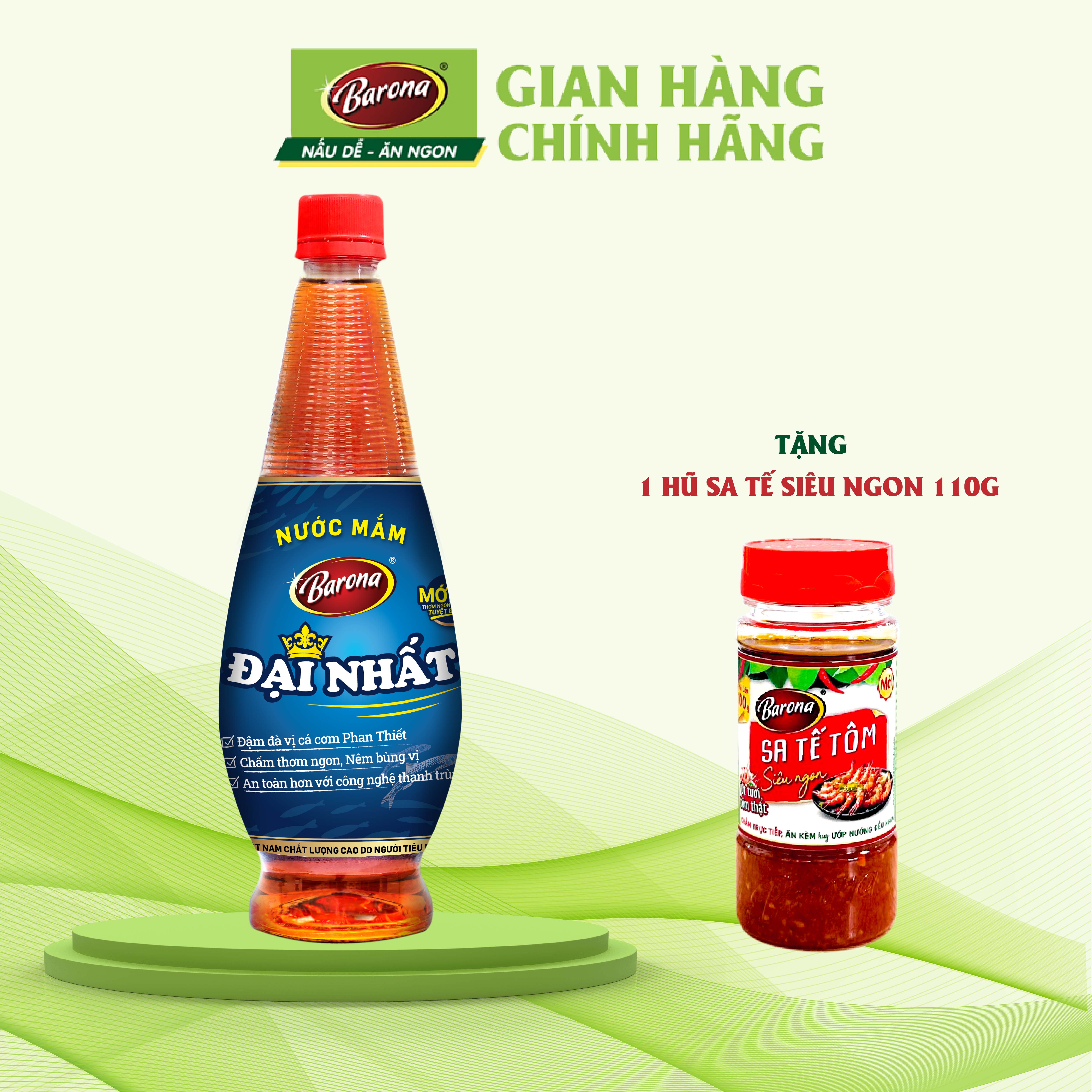 Mô tả Nước Mắm Barona Đại Nhất 12 Độ Đạm - 750ml tặng 1 hũ Sate Siêu ngon 100g - 1