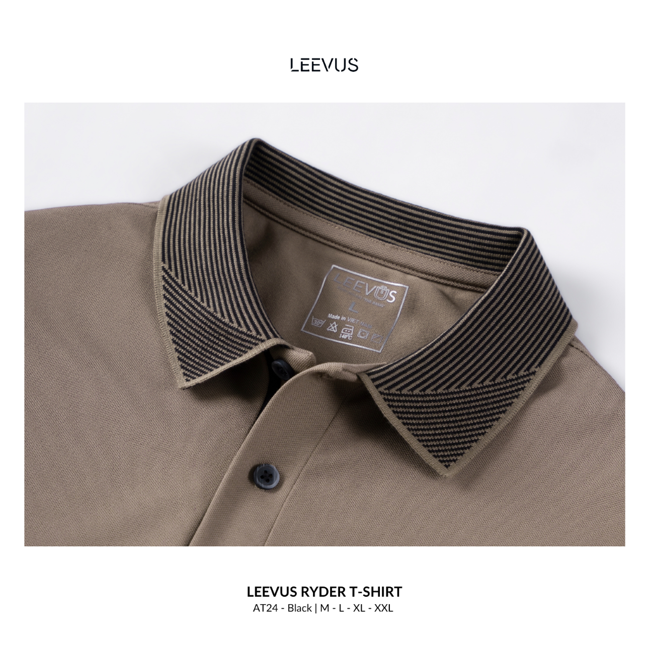 Mô tả Áo Polo nam STRIPED COLLAR LEEVUS phối sọc cổ, vải CVC cá sấu, form regular APL320 - 5