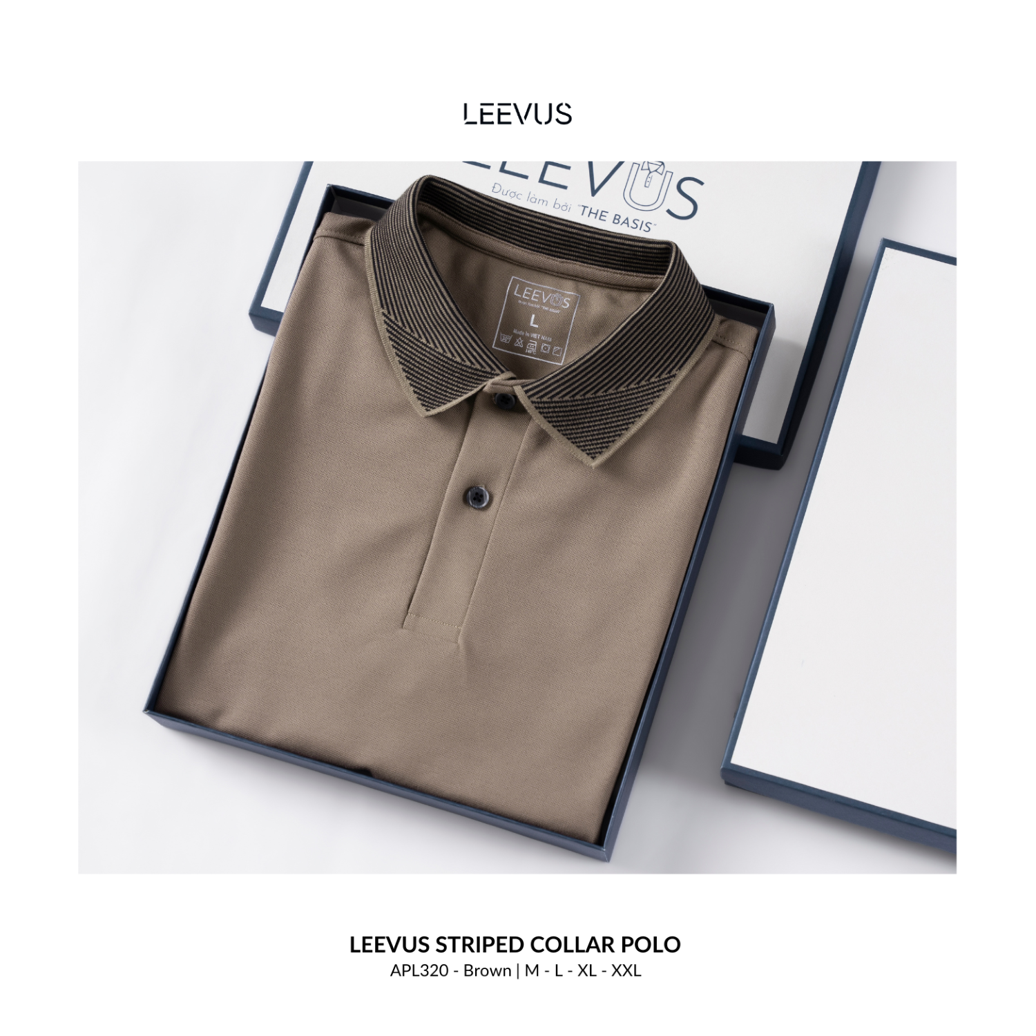 Mô tả Áo Polo nam STRIPED COLLAR LEEVUS phối sọc cổ, vải CVC cá sấu, form regular APL320 - 8