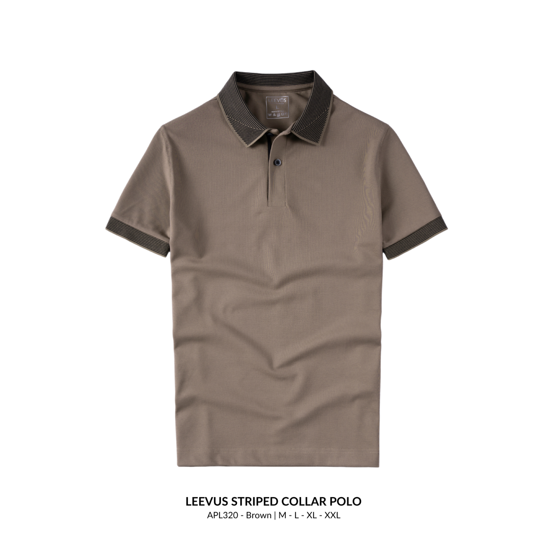 Mô tả Áo Polo nam STRIPED COLLAR LEEVUS phối sọc cổ, vải CVC cá sấu, form regular APL320 - 9