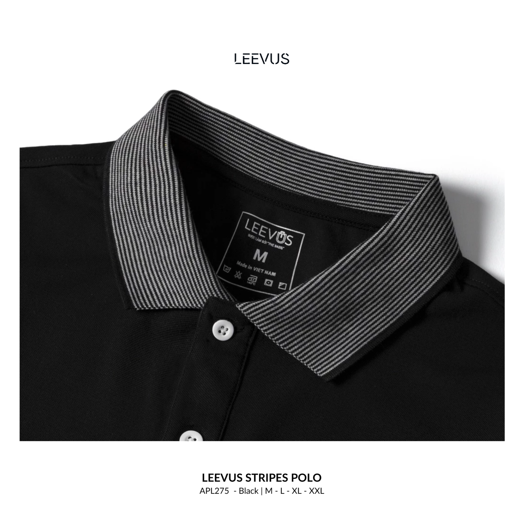 Mô tả Áo Polo nam STRIPES LEEVUS phối bo dệt, vải CVC cá sấu, form regular APL275 - 5