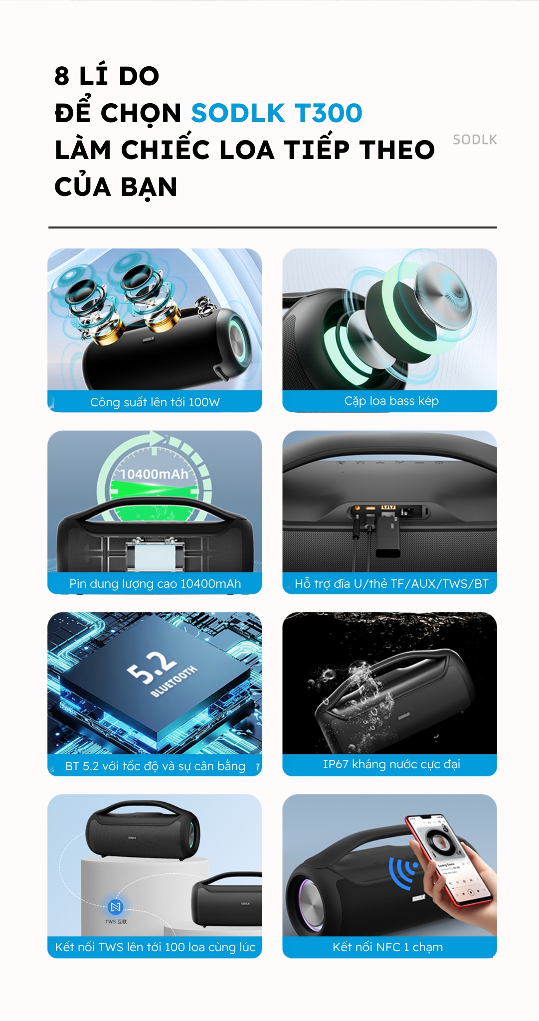 Loa Bluetooth SODLK T300 - Hình ảnh 2
