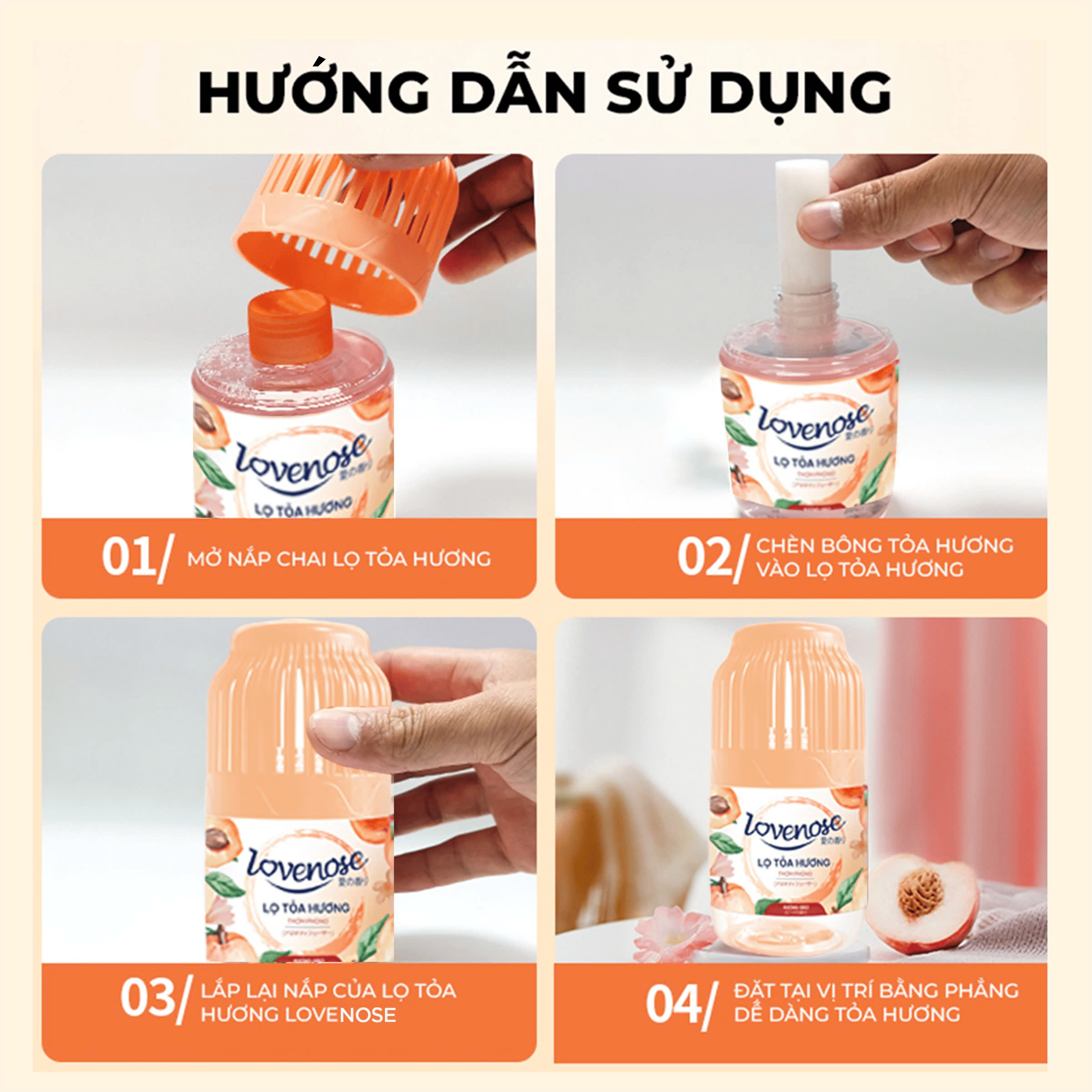 Mô tả Lọ tỏa hương Lovenose hương thơm tự nhiên dễ chịu khử mùi sáp thơm phòng thế hệ mới 45 ngày - Dung tích 180ml - 3