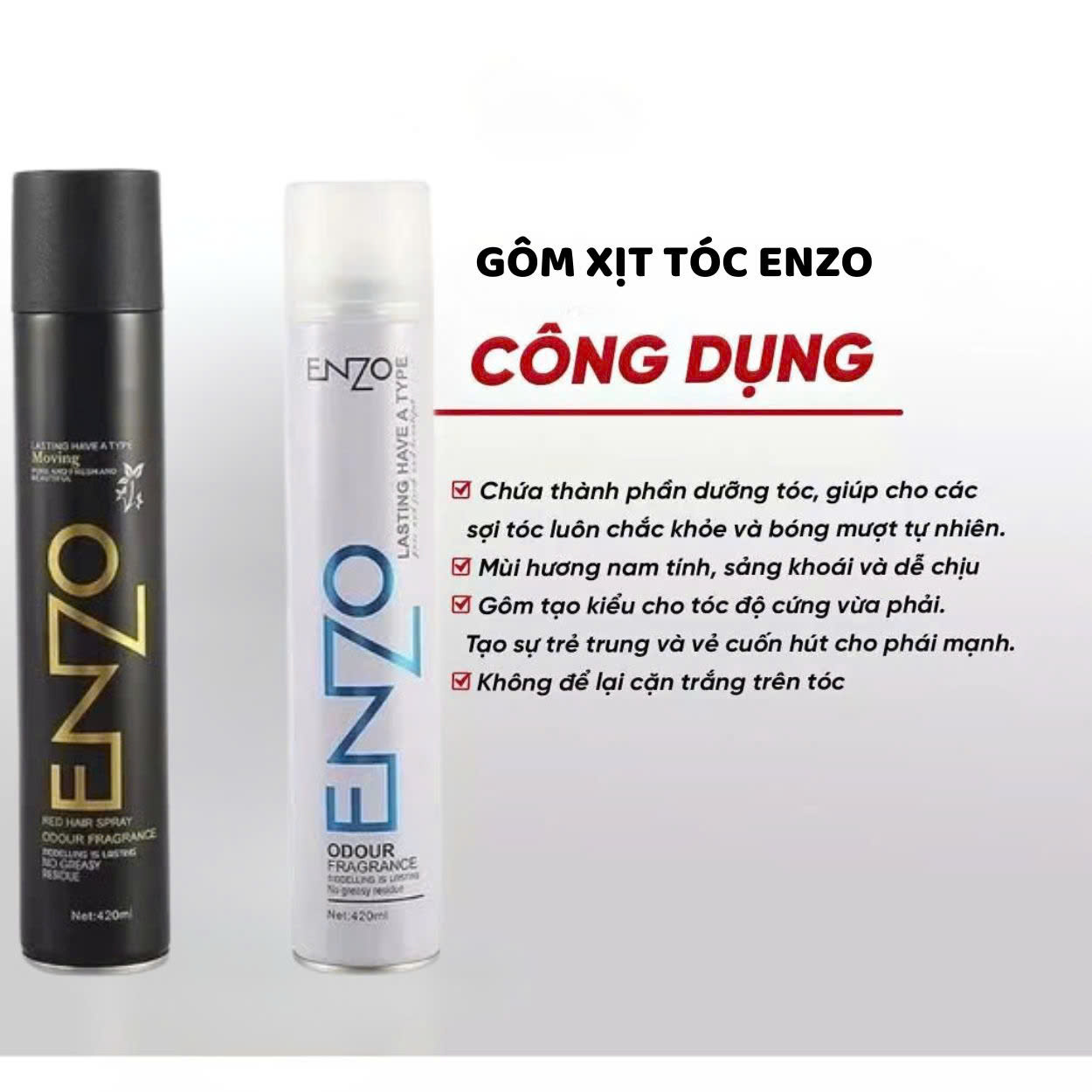 Mô tả Gôm xịt tóc nam nữ ENZO 420ML tạo kiểu giữ nếp tóc lâu hương thơm dịu nhẹ, an toàn cho tóc - 2