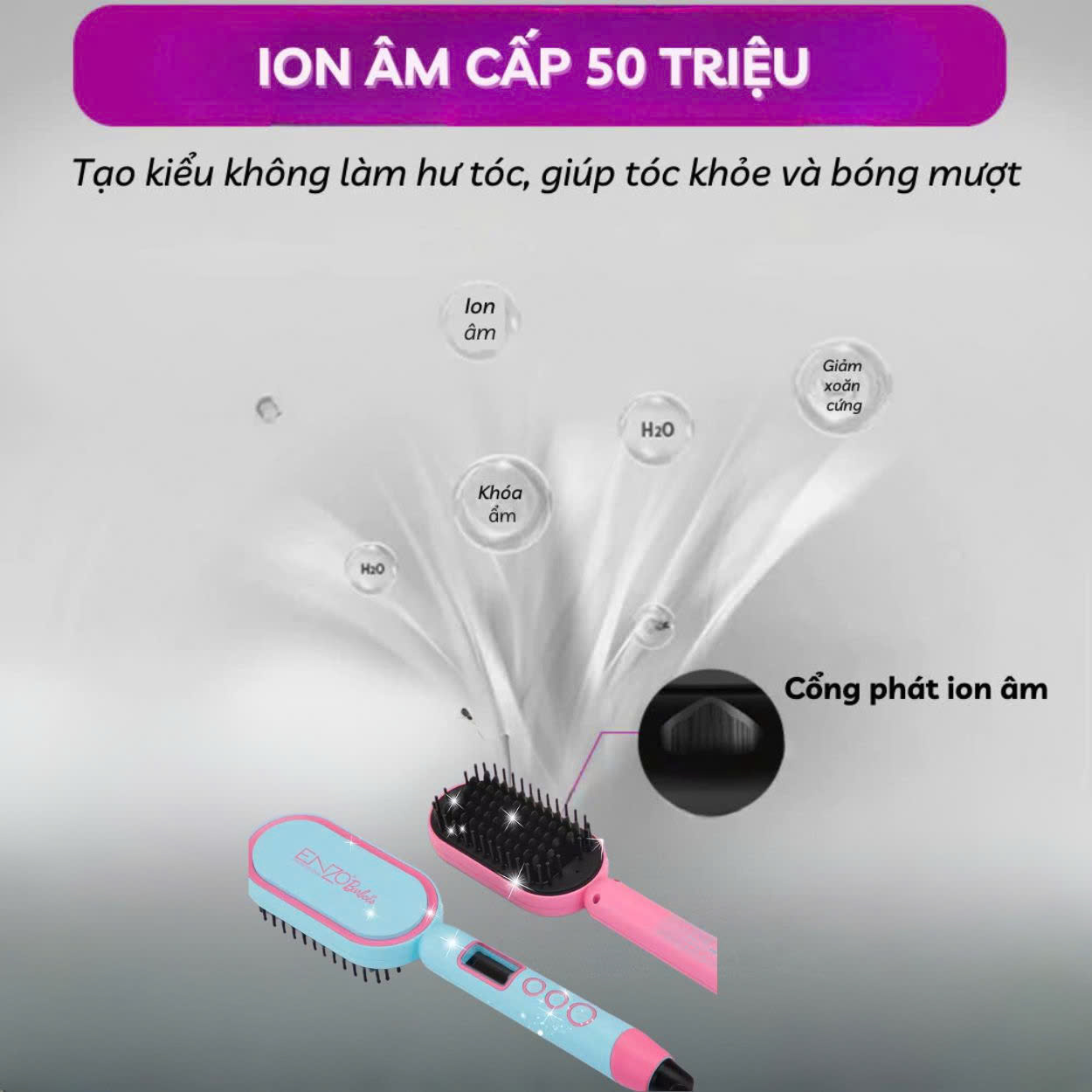 Mô tả Lược điện chải tóc ENZO 4102B thương hiệu ý , sấy tạo kiểu tóc chuẩn salon BH 5 NĂM - 1