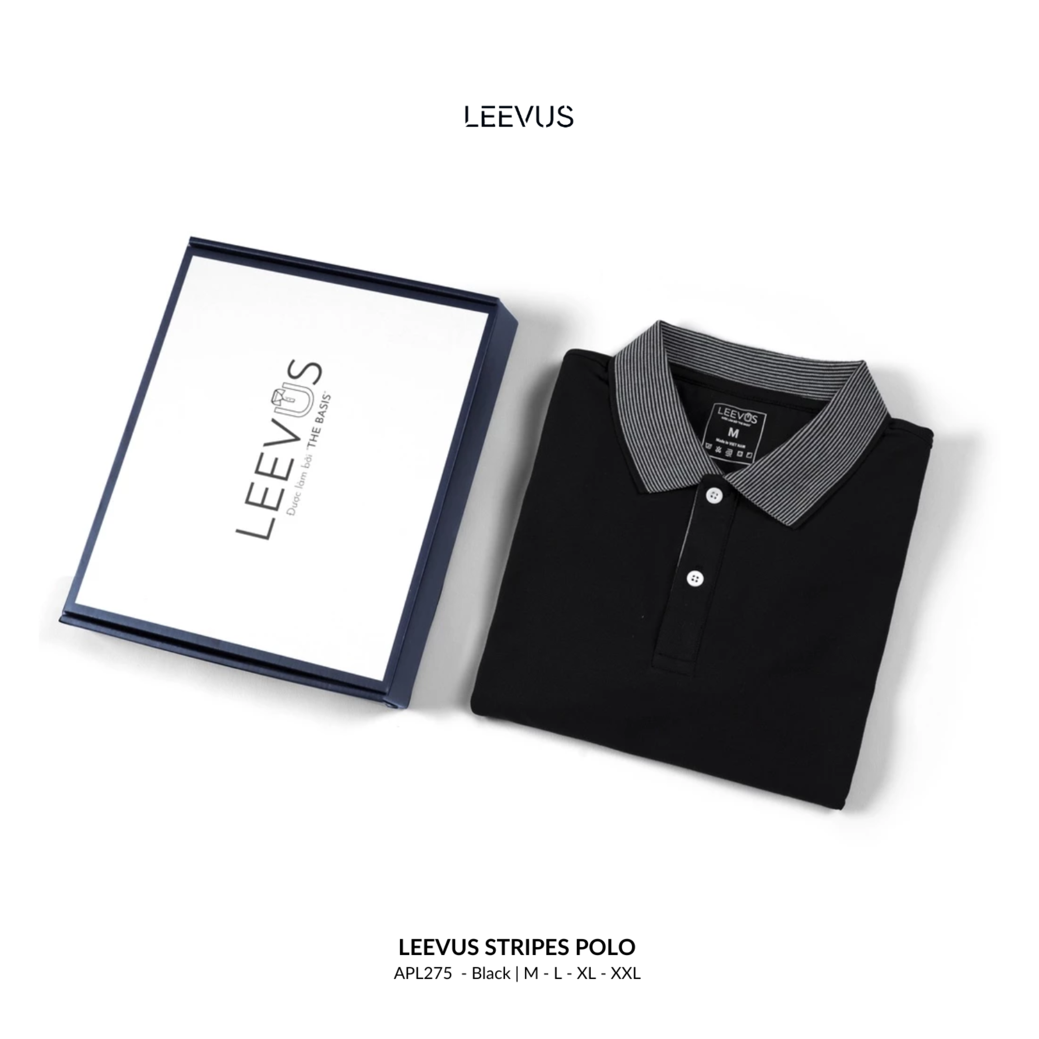 Mô tả Áo Polo nam STRIPES LEEVUS phối bo dệt, vải CVC cá sấu, form regular APL275 - 8