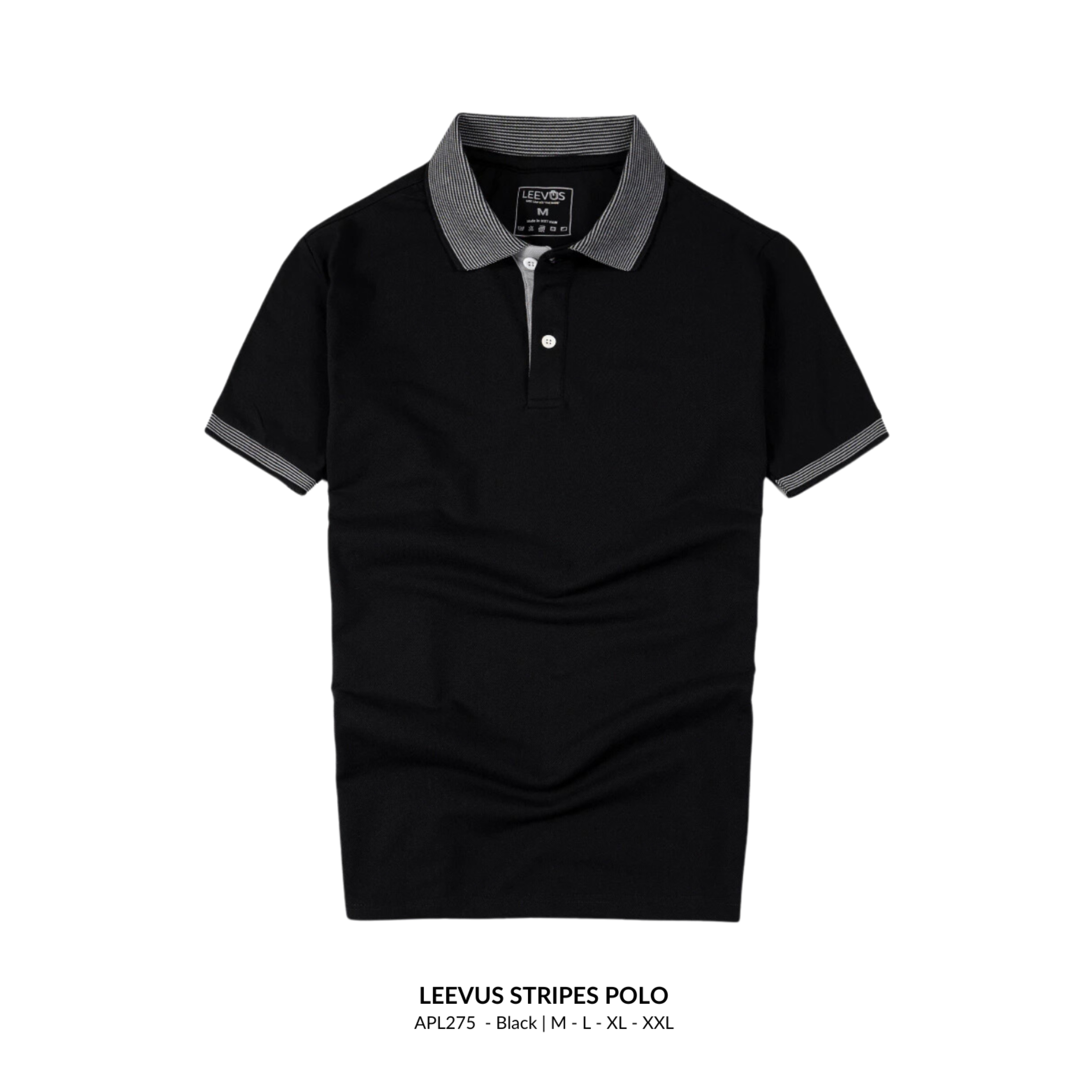 Mô tả Áo Polo nam STRIPES LEEVUS phối bo dệt, vải CVC cá sấu, form regular APL275 - 9