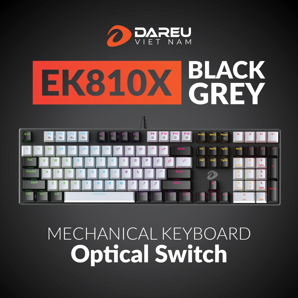Mô tả Bàn phím cơ Gaming DAREU EK810 Pink / Black (MULTI-LED, Blue/ Brown/ Red D switch) - 2