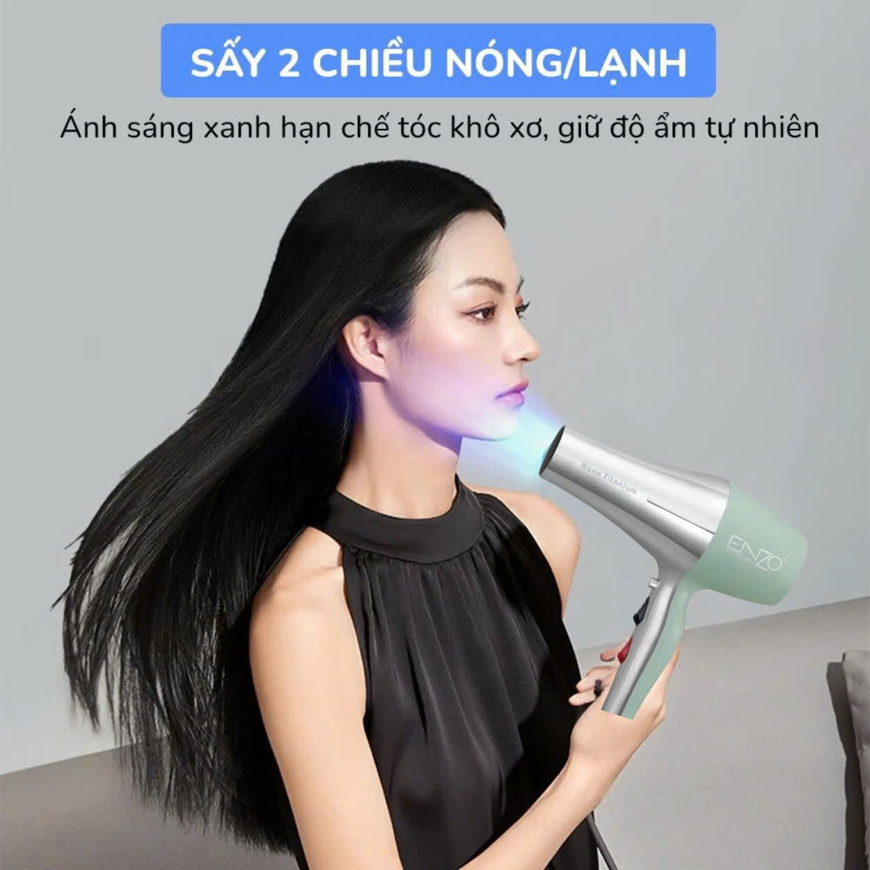 Mô tả Máy sấy tóc ENZO công suất lớn, 2 chiều nóng lạnh, công nghệ ion âm giúp tóc bóng mượt, BH 5 Năm - 4