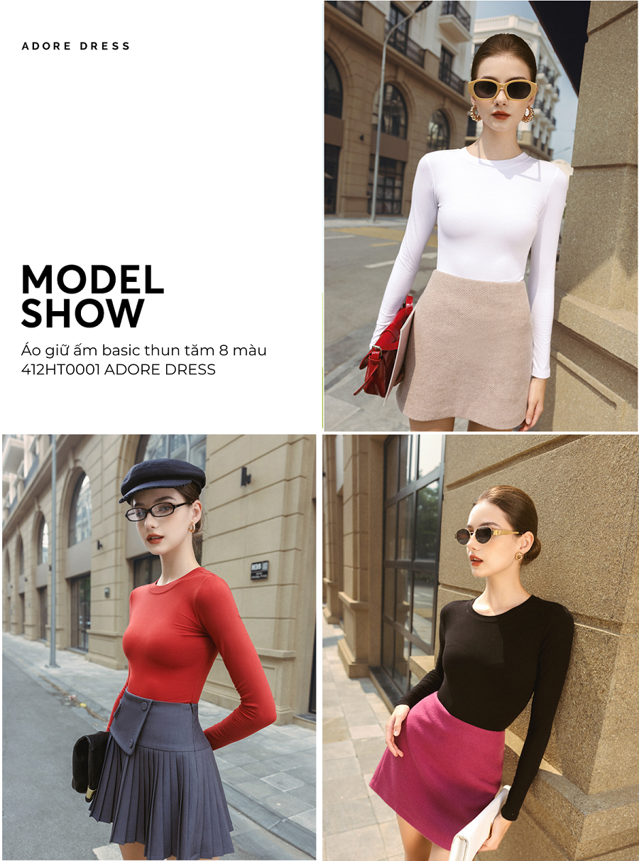 Mô tả 412HT0001 - Áo giữ ấm basic thun tăm nhiều màu ADORE DRESS - 1