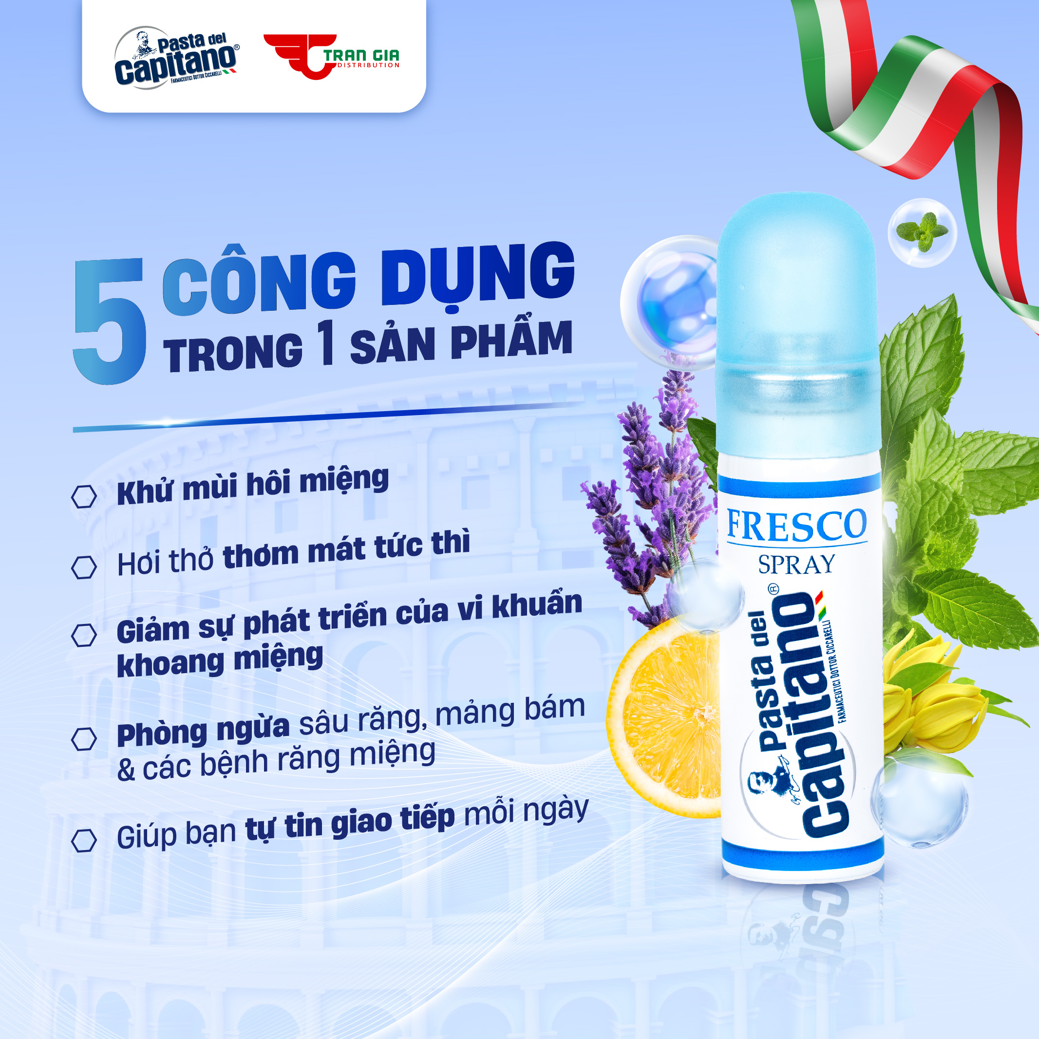 Mô tả Xịt Thơm Miệng CAPITANO Mouth Spray 15ml Hương Bạc Hà - Ngừa Hôi Miệng - Cho Hơi Thở Thơm Mát Sảng Khoái Tức Thì - 3