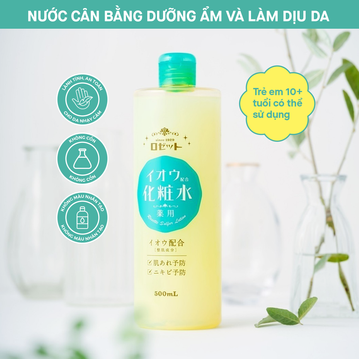 Mô tả Nước Cân Bằng Rosette Dưỡng Ẩm Và Làm Dịu Da Sulfur Skin Lotion 500ml - 3