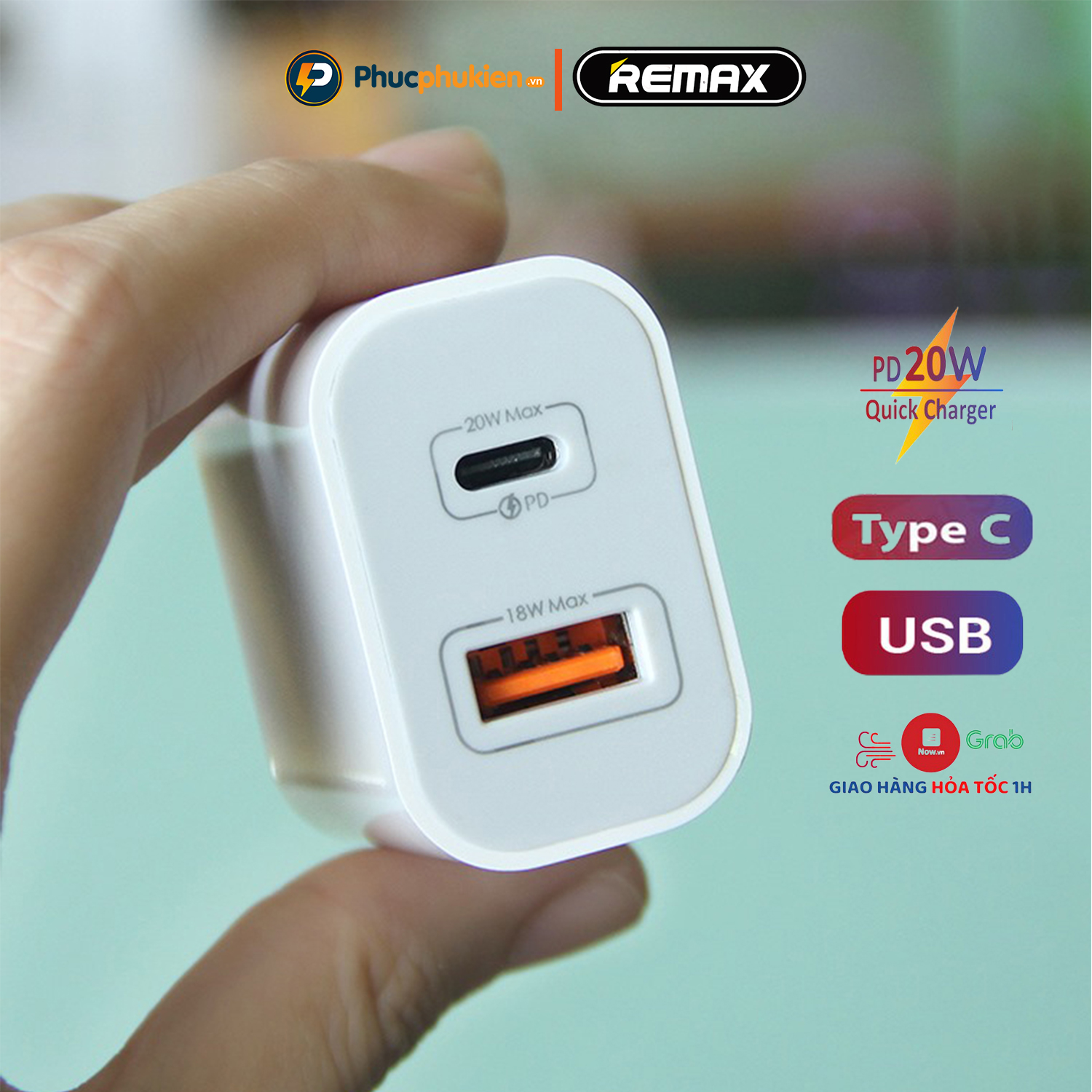 Mô tả Remax U68 - Bộ sạc 2 cổng 20w sạc nhanh PD 20w và QC3.0 18w sạc 30 phút đầy 50% pin - Phúc Phụ Kiện - 3