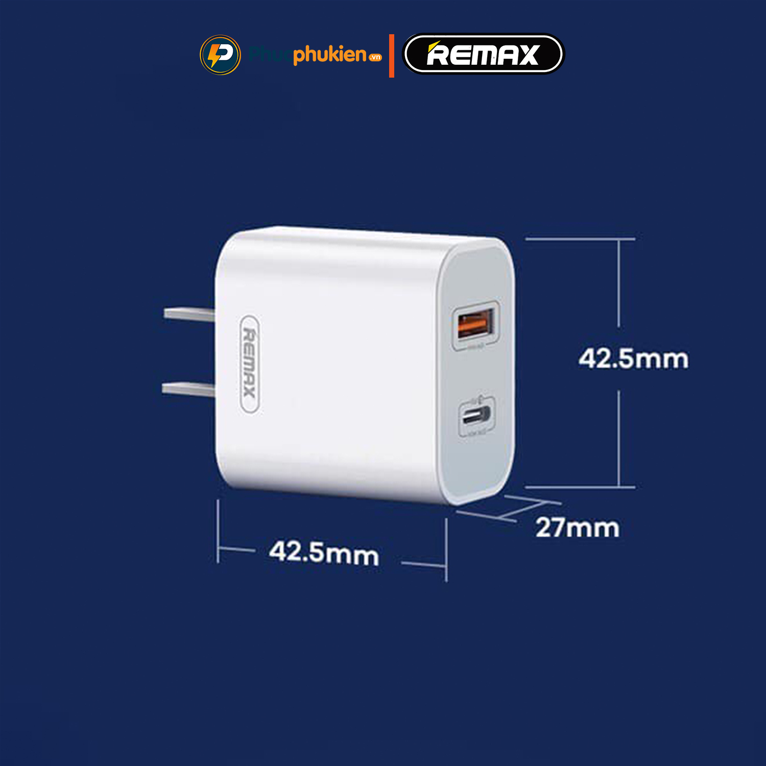 Mô tả Remax U68 - Bộ sạc 2 cổng 20w sạc nhanh PD 20w và QC3.0 18w sạc 30 phút đầy 50% pin - Phúc Phụ Kiện - 7