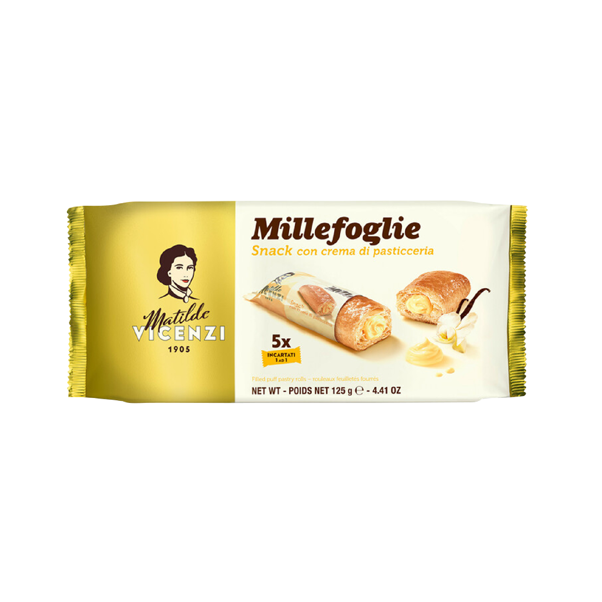 Mô tả Bánh puff pastry cuộn kem Pastry Cream Millefoglie D'Italia MiniSnack nhập khẩu Ý 125g - 1