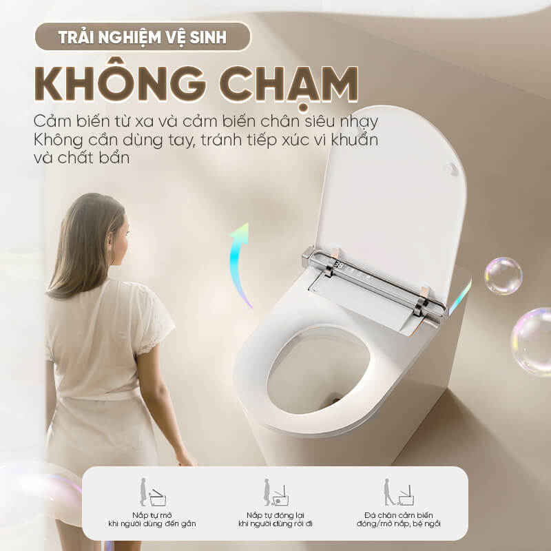 Bồn cầu thông minh Enic Smart K4, gốm sứ phủ men Nano bạc kháng khuẩn ...