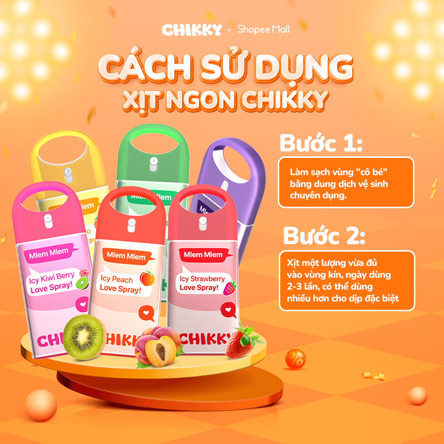 Mô tả Xịt thơm CHIKKY, Xịt ngon mùi trái cây vị hoa quả the mát, Xịt vùng kín MEE NATURAL - 4