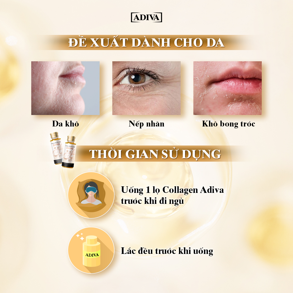 Mô tả Combo 3 Hộp Nước Uống Làm Đẹp Collagen ADIVA Tem Trắng (42 Chai) - Giúp Làn Da Săn Chắc, Ảm Mịn Và Căn - 7