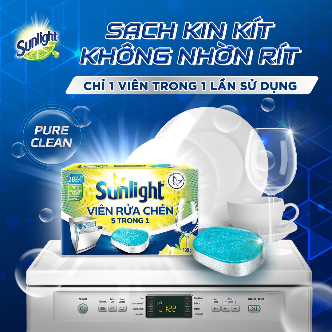 Mô tả Combo 6 Hộp Viên Rửa Chén Bát Sunlight 5 in 1 Dành Cho Máy Rửa Chén (28 Viên/Hộp) - 1
