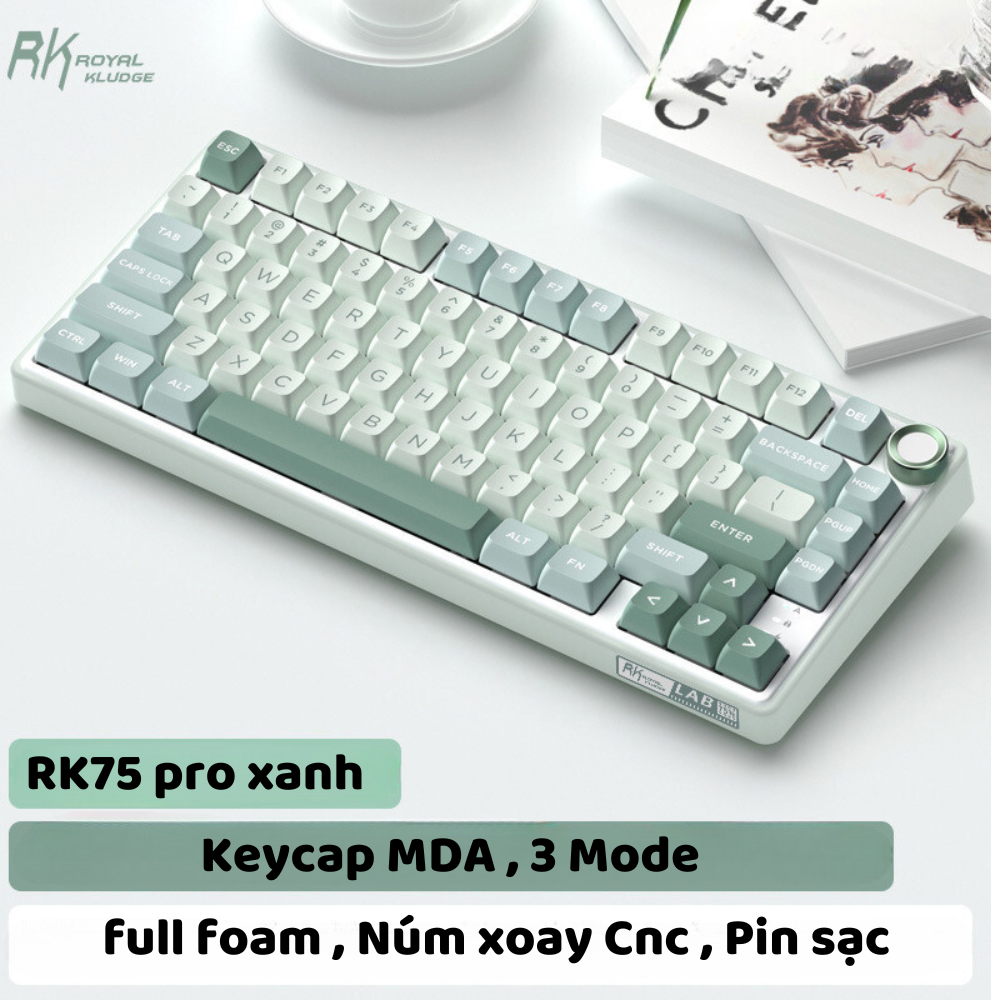 Bàn phím cơ không dây RK R75 Pro - 3 mode - Mạch xuôi 5 pin - App Marco ...