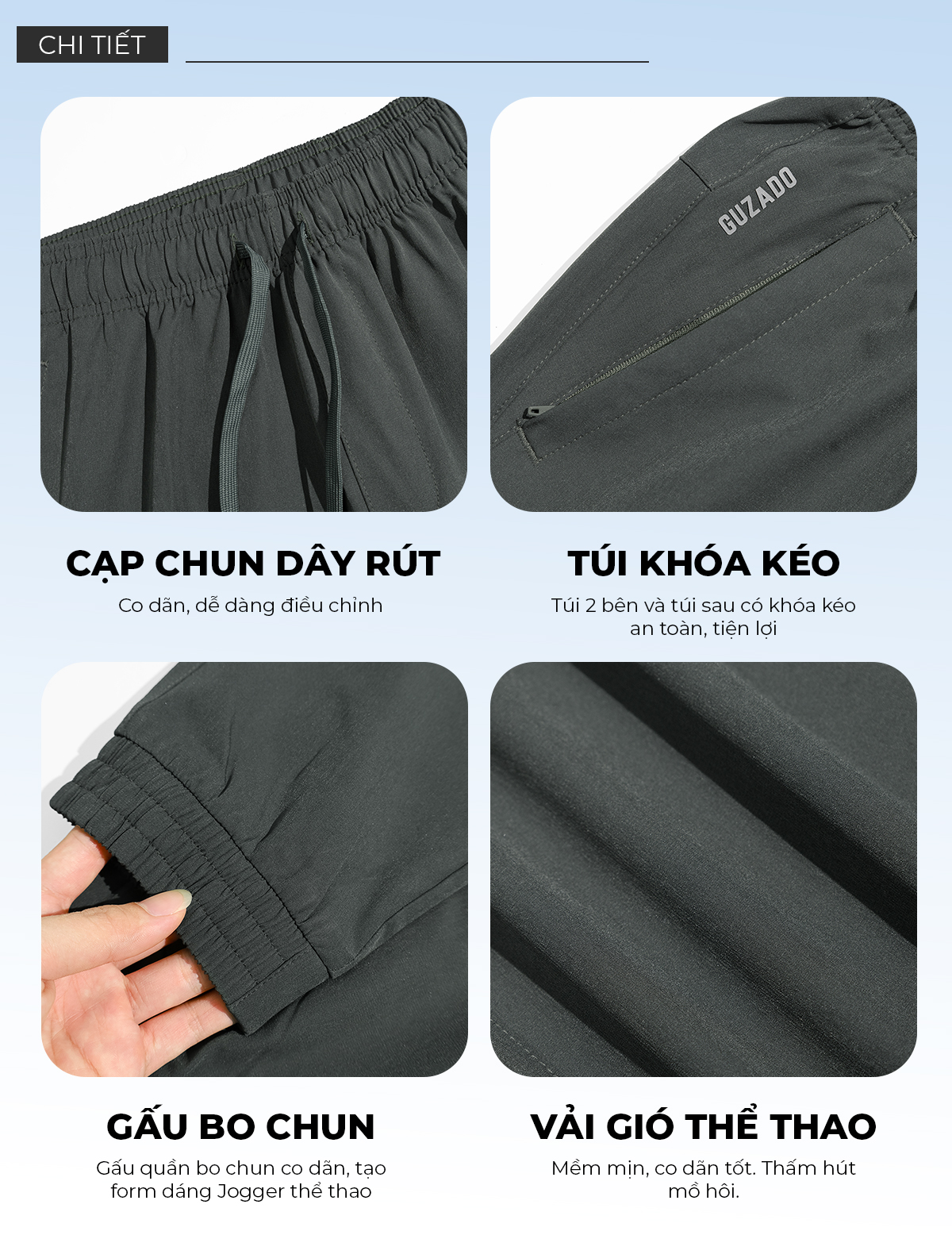 Chi tiết Quần Jogger Nam GUZADO GDC02